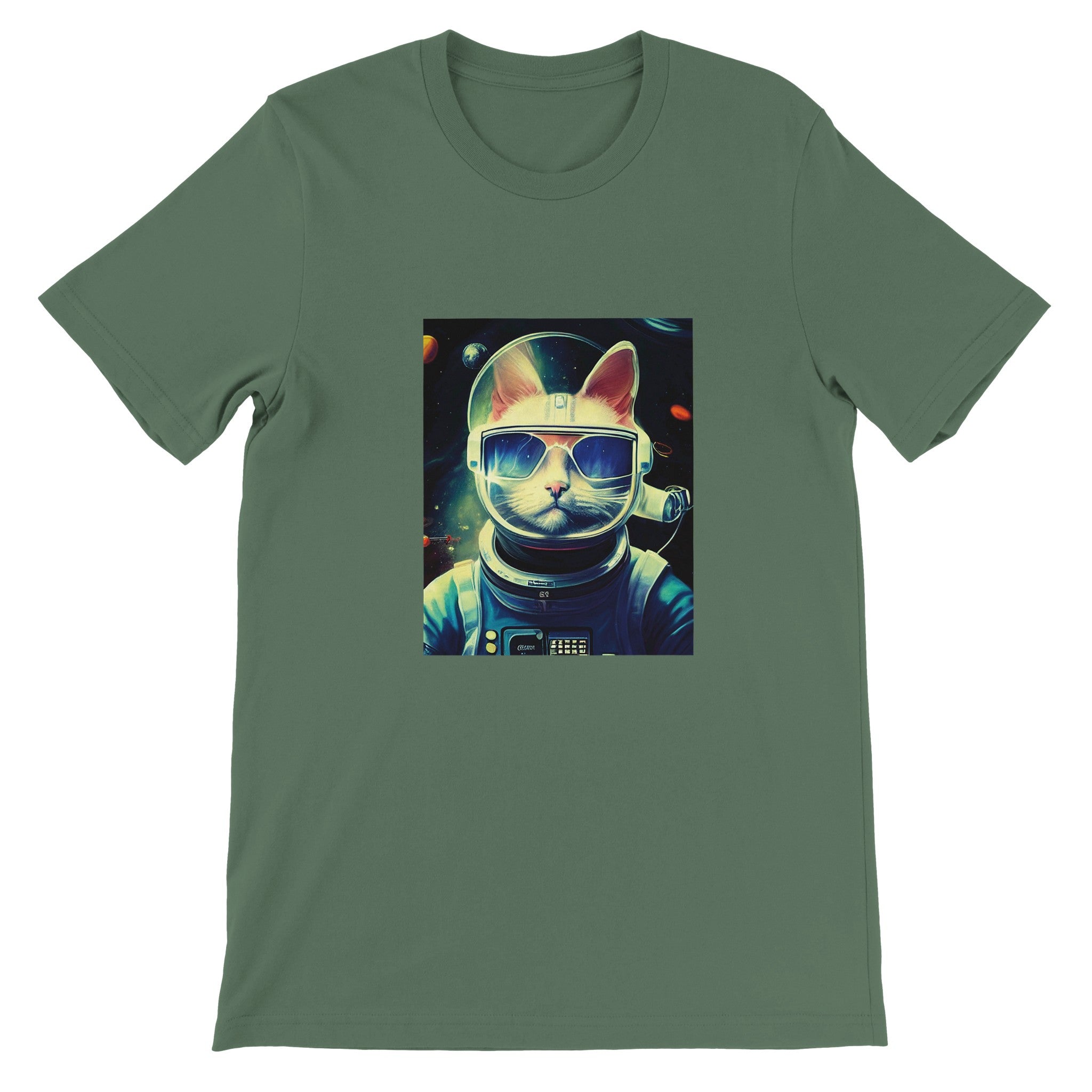 Budget Unisex Crewneck T-shirt/Cat-Astronaut - Enet Images