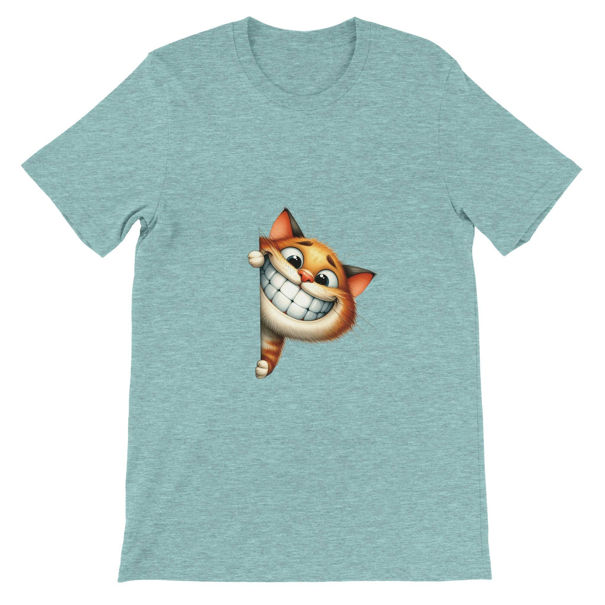 Budget Unisex Crewneck T-shirt/Funny-Cat-Peeking - Enet Images