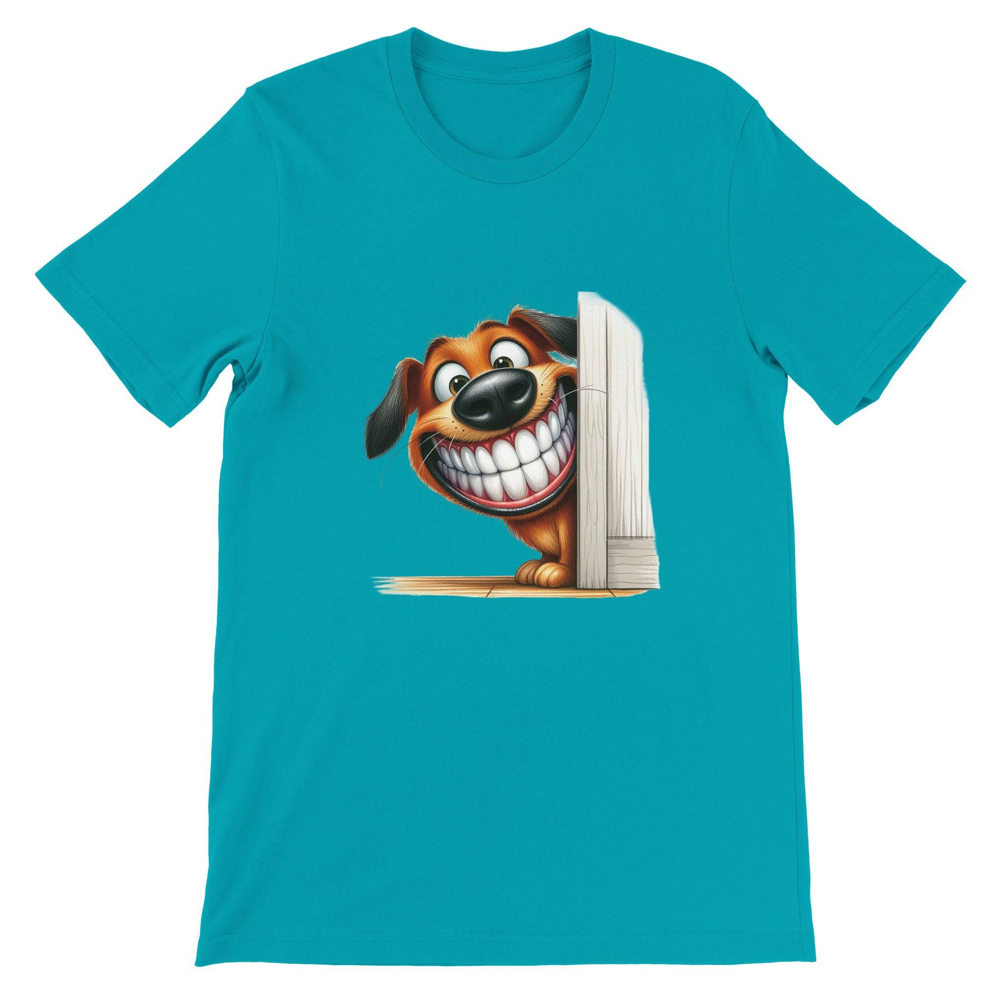 Budget Unisex Crewneck T-shirt/Dog-Funny-Peeking - Enet Images