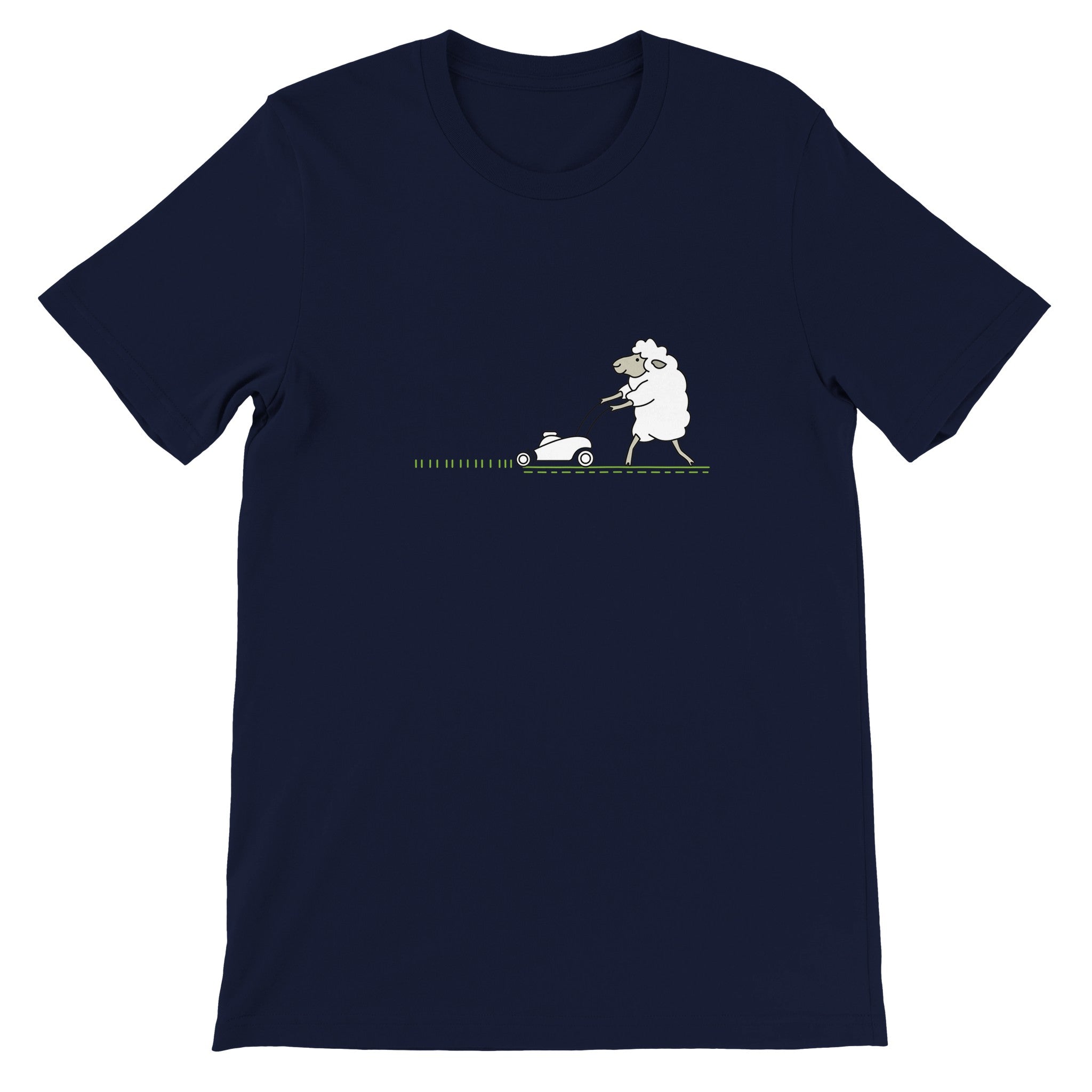 Budget Unisex Crewneck T-shirt/Sheep-Cutting-The-Lawn - Enet Images