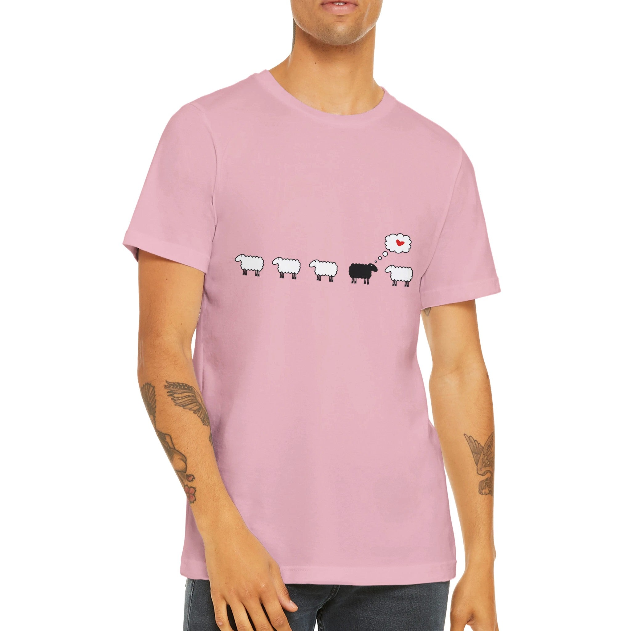 Budget Unisex Crewneck T-shirt/Love-In-Black-And-White - Enet Images