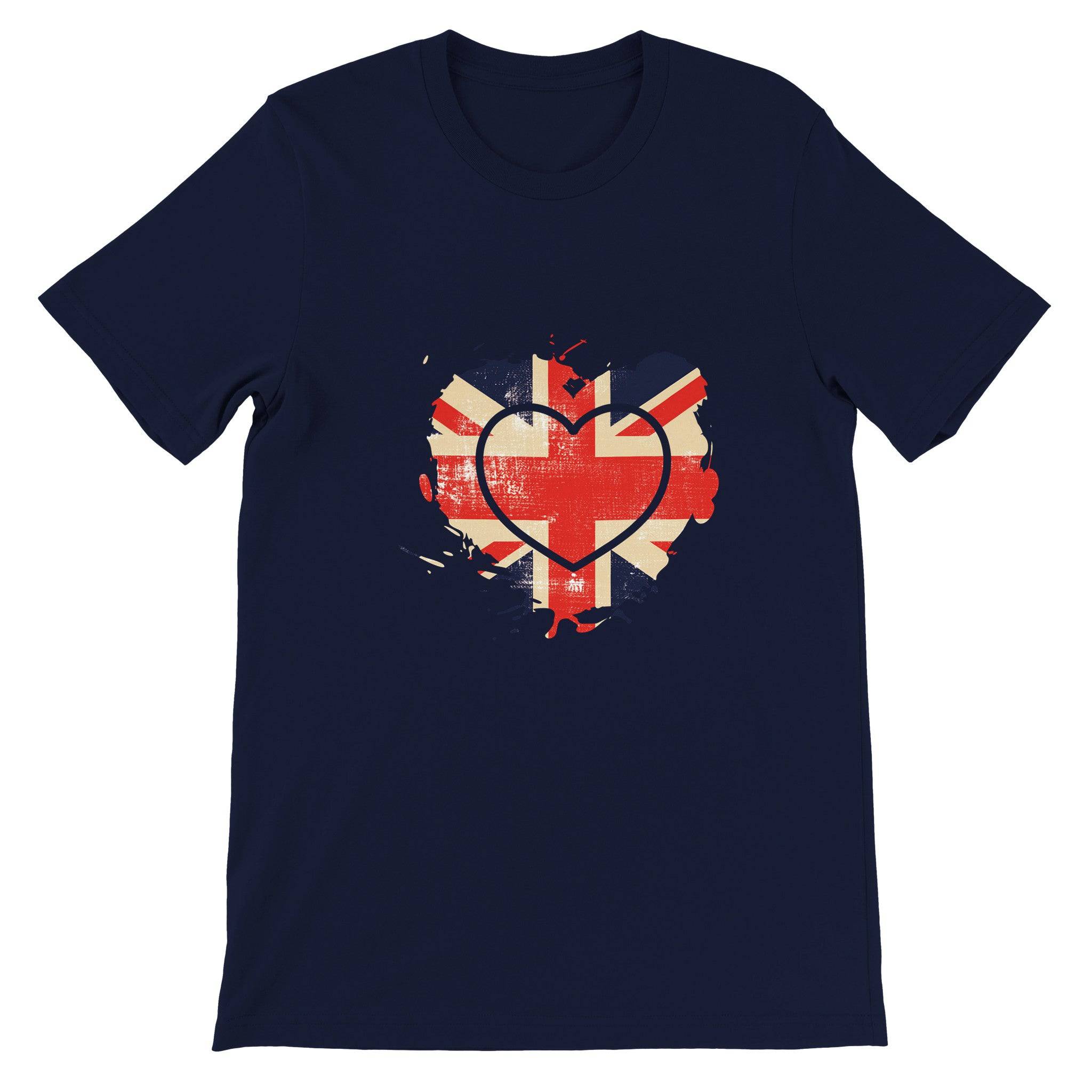 Budget Unisex Crewneck T-shirt/UK-Vintage-Flag-Heart - Enet Images