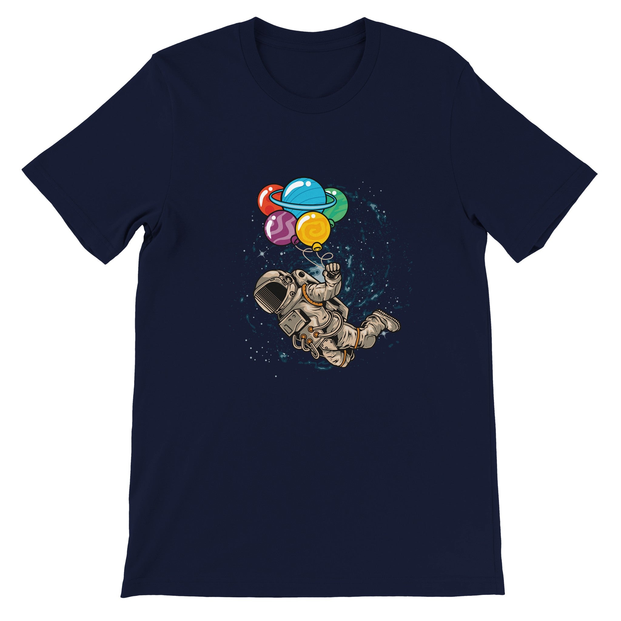 Budget Unisex Crewneck T-shirt/Astronaut-Colorful-Balloon - Enet Images