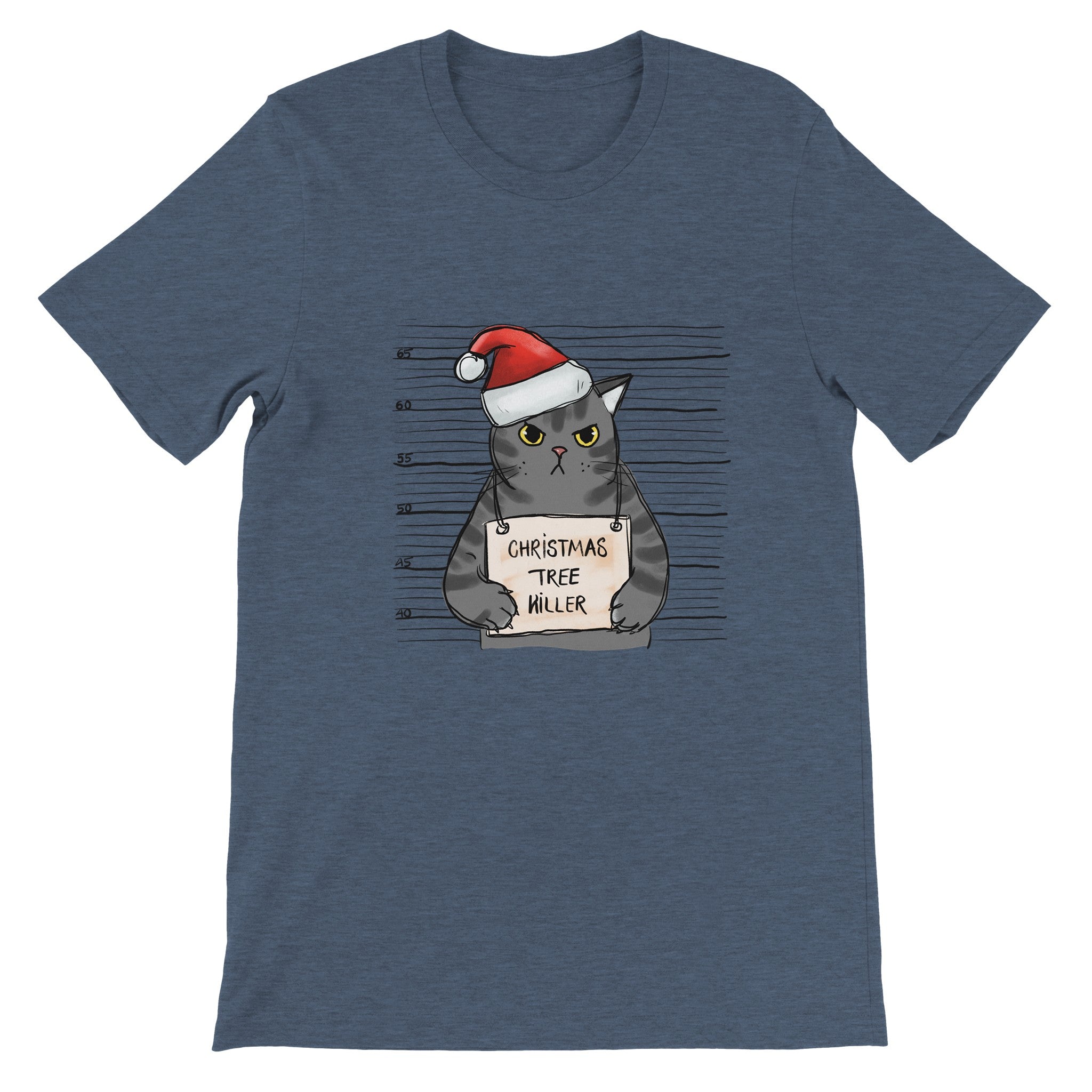 Budget Unisex Crewneck T-shirt/Cat-Christmas Tree-Killer - Enet Images