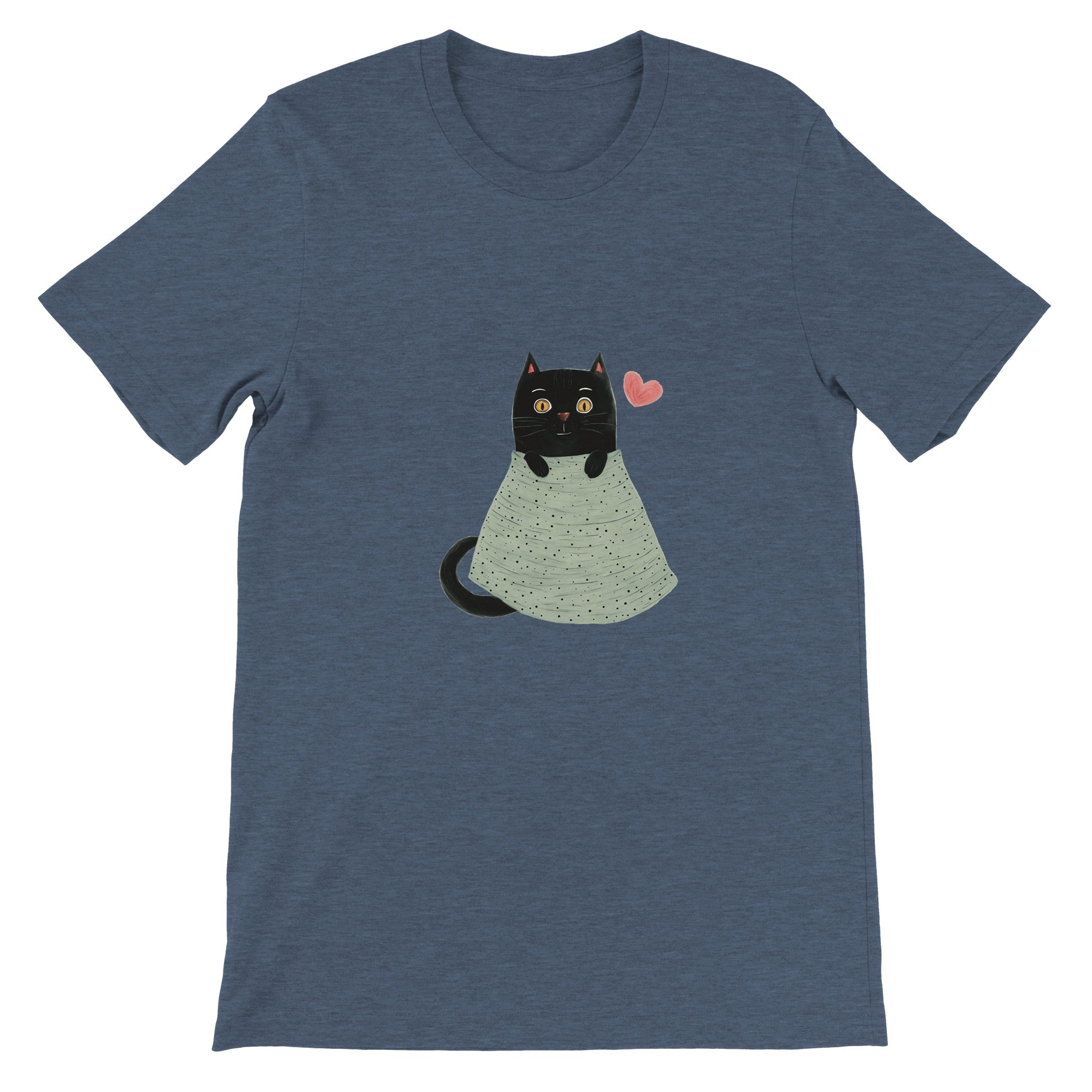 Budget Unisex Crewneck T-shirt/Cute-Black-Cat - Enet Images