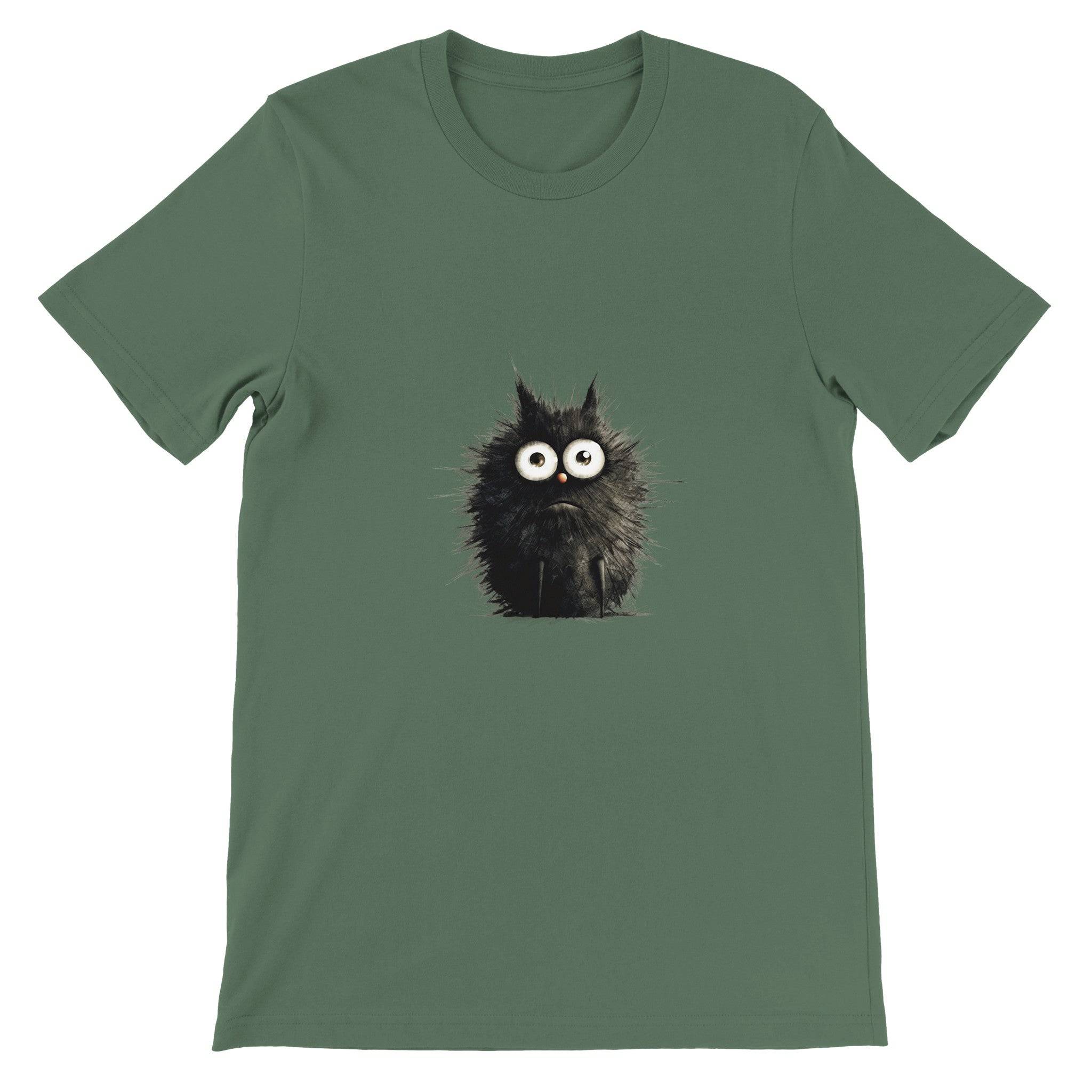 Budget Unisex Crewneck T-shirt/Funny-Hairy-Black-Cat - Enet Images