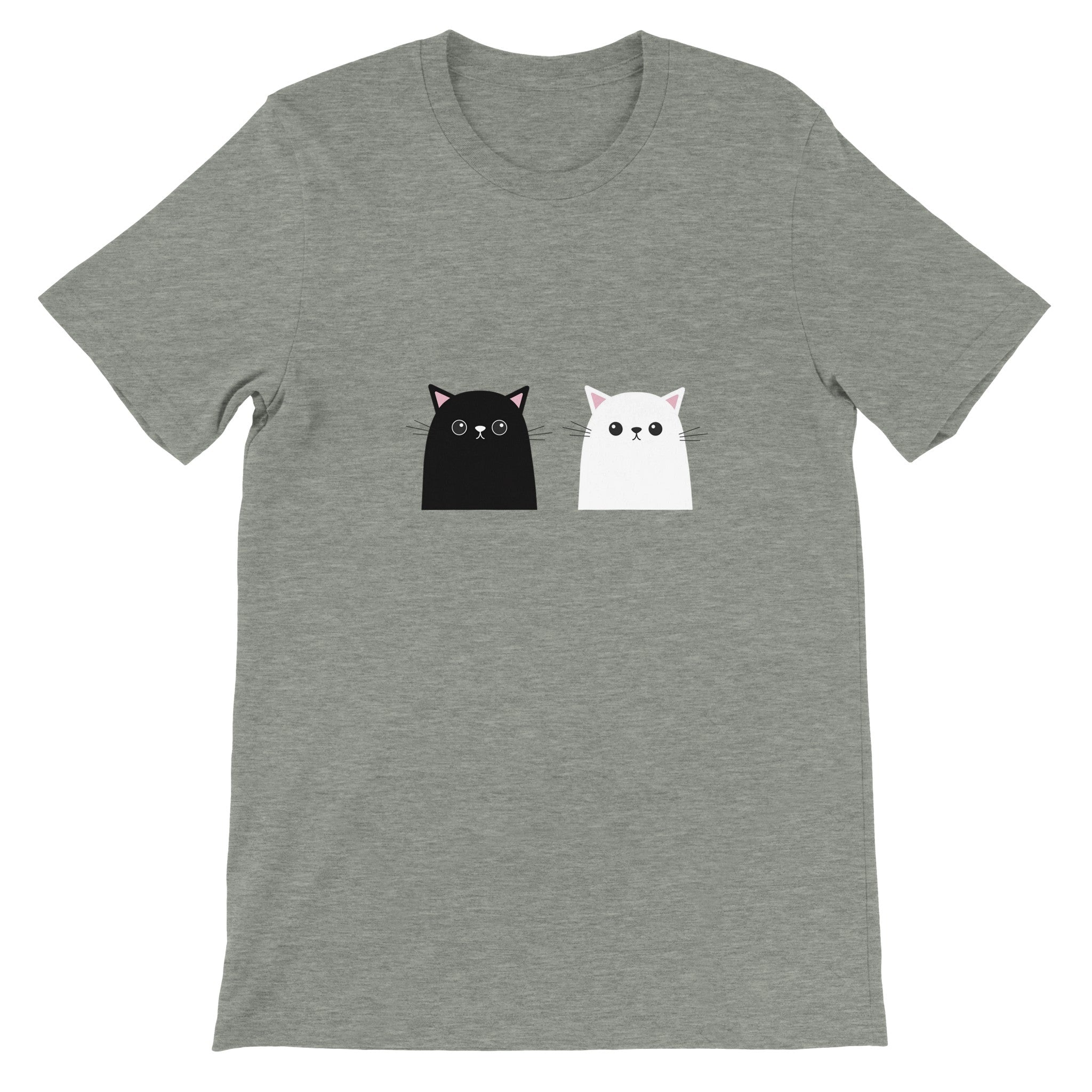 Budget Unisex Crewneck T-shirt/Black-&-White-Cat - Enet Images