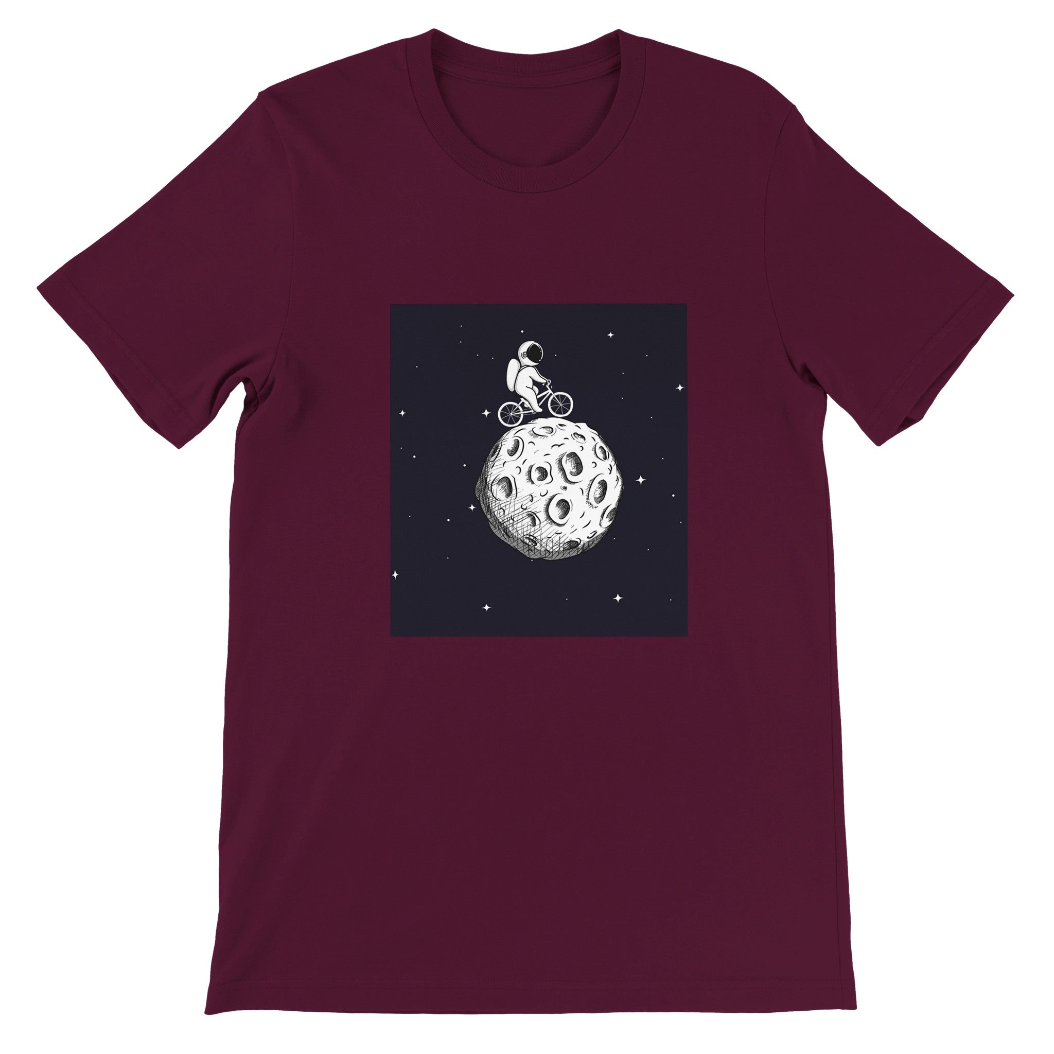 Budget Unisex Crewneck T-shirt/Astronaut-Cycling-Moon - Enet Images