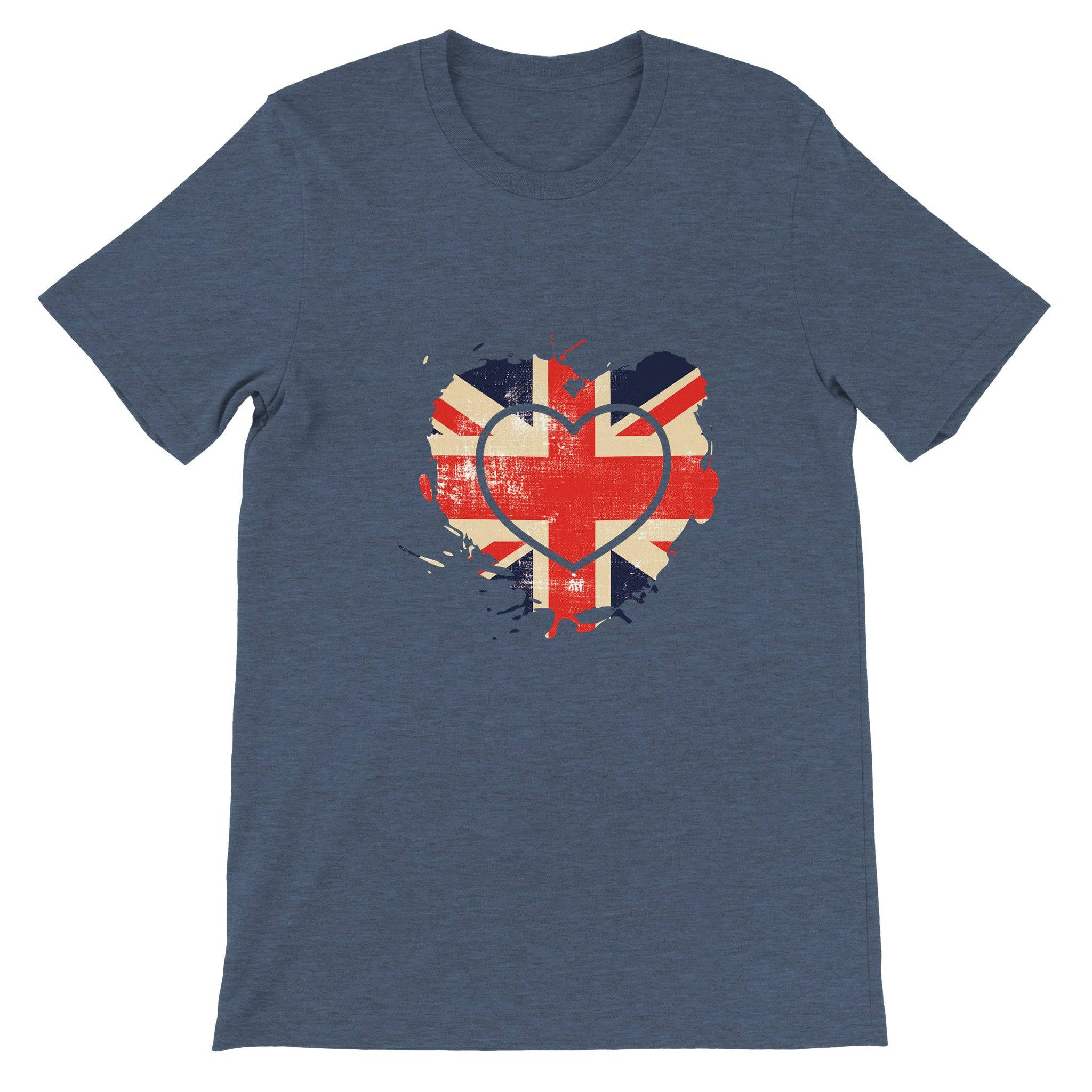 Budget Unisex Crewneck T-shirt/UK-Vintage-Flag-Heart - Enet Images