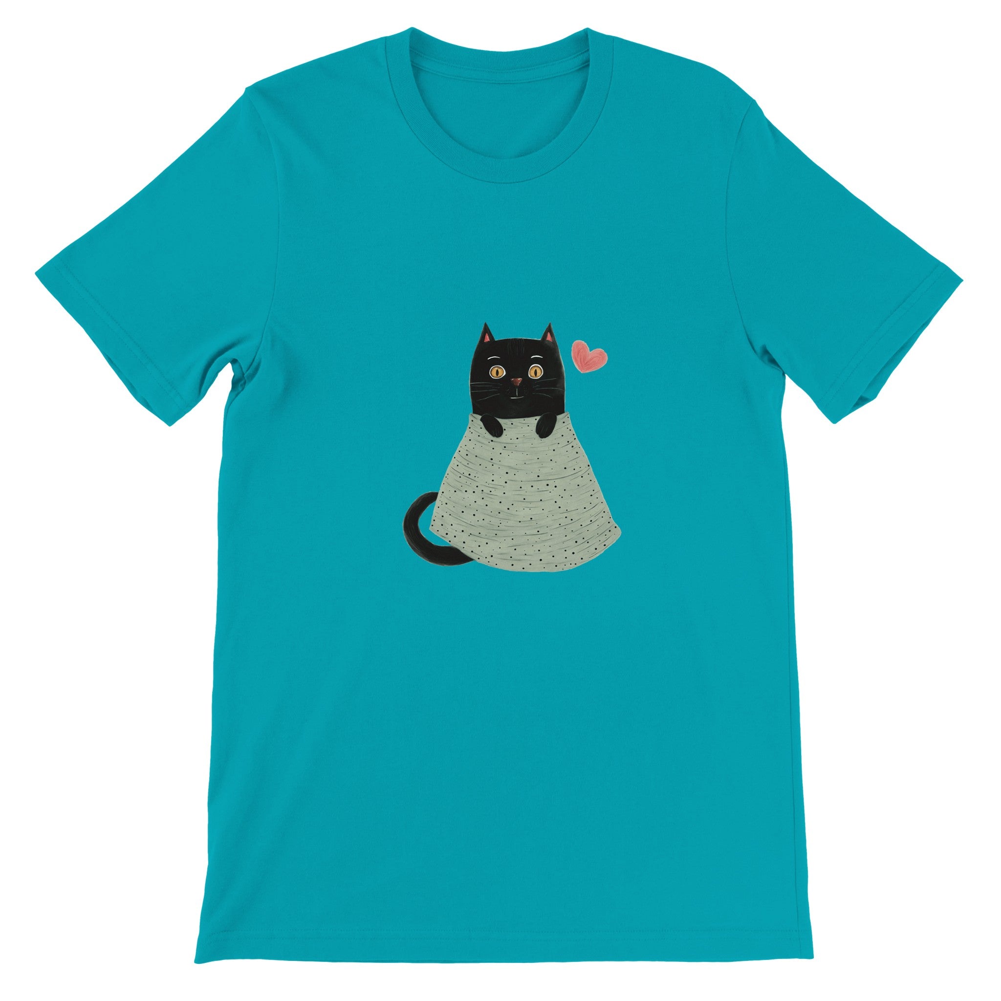 Budget Unisex Crewneck T-shirt/Cute-Black-Cat - Enet Images