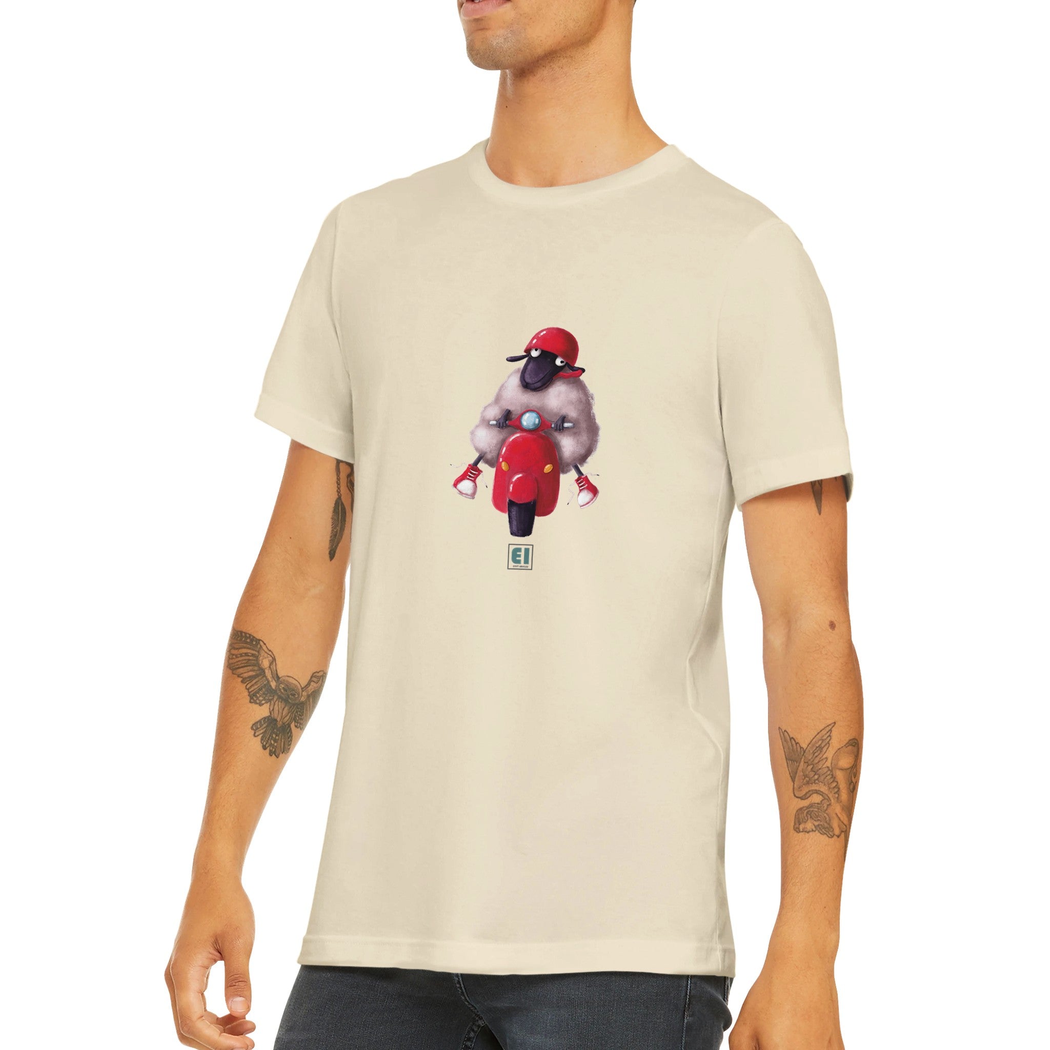 Budget Unisex Crewneck T-shirt/Sheep-Vespa - Enet Images
