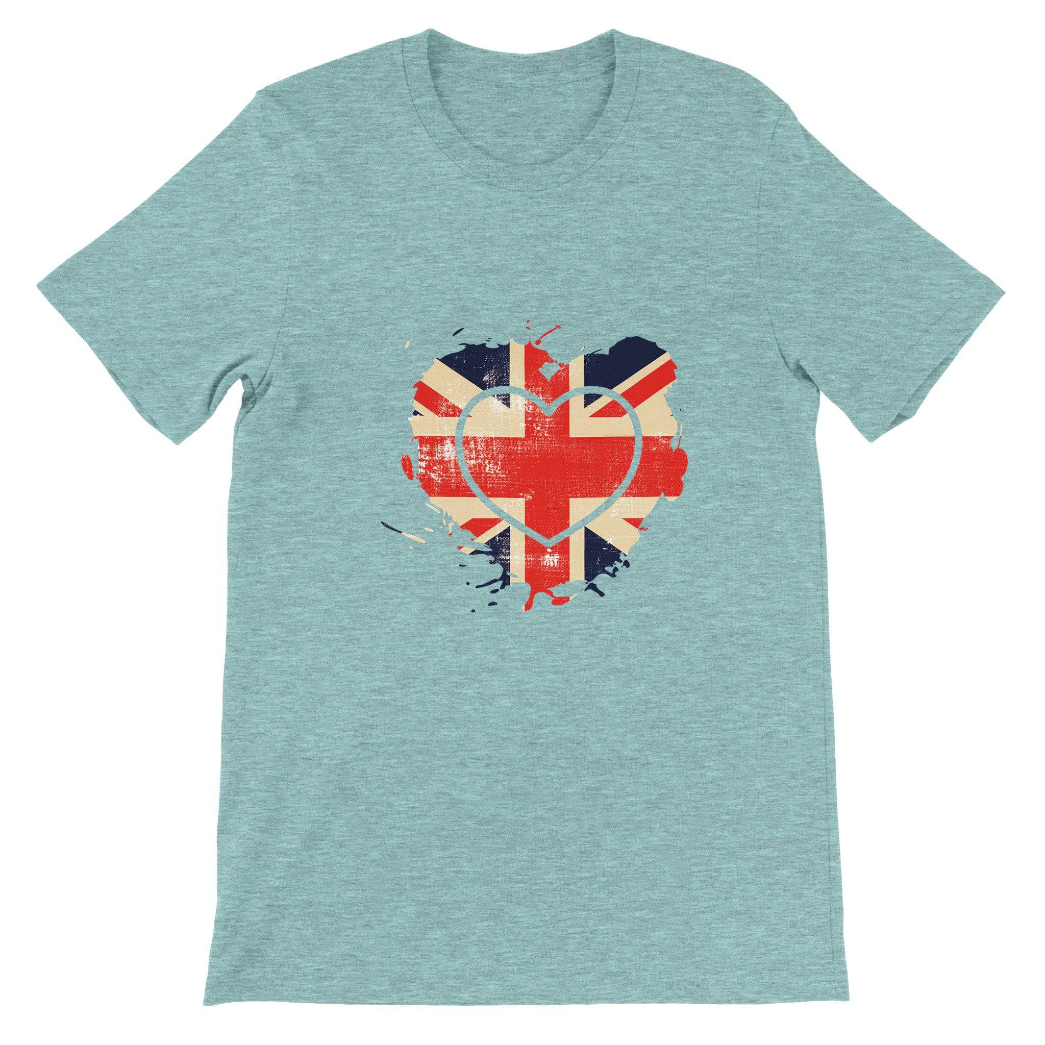 Budget Unisex Crewneck T-shirt/UK-Vintage-Flag-Heart - Enet Images