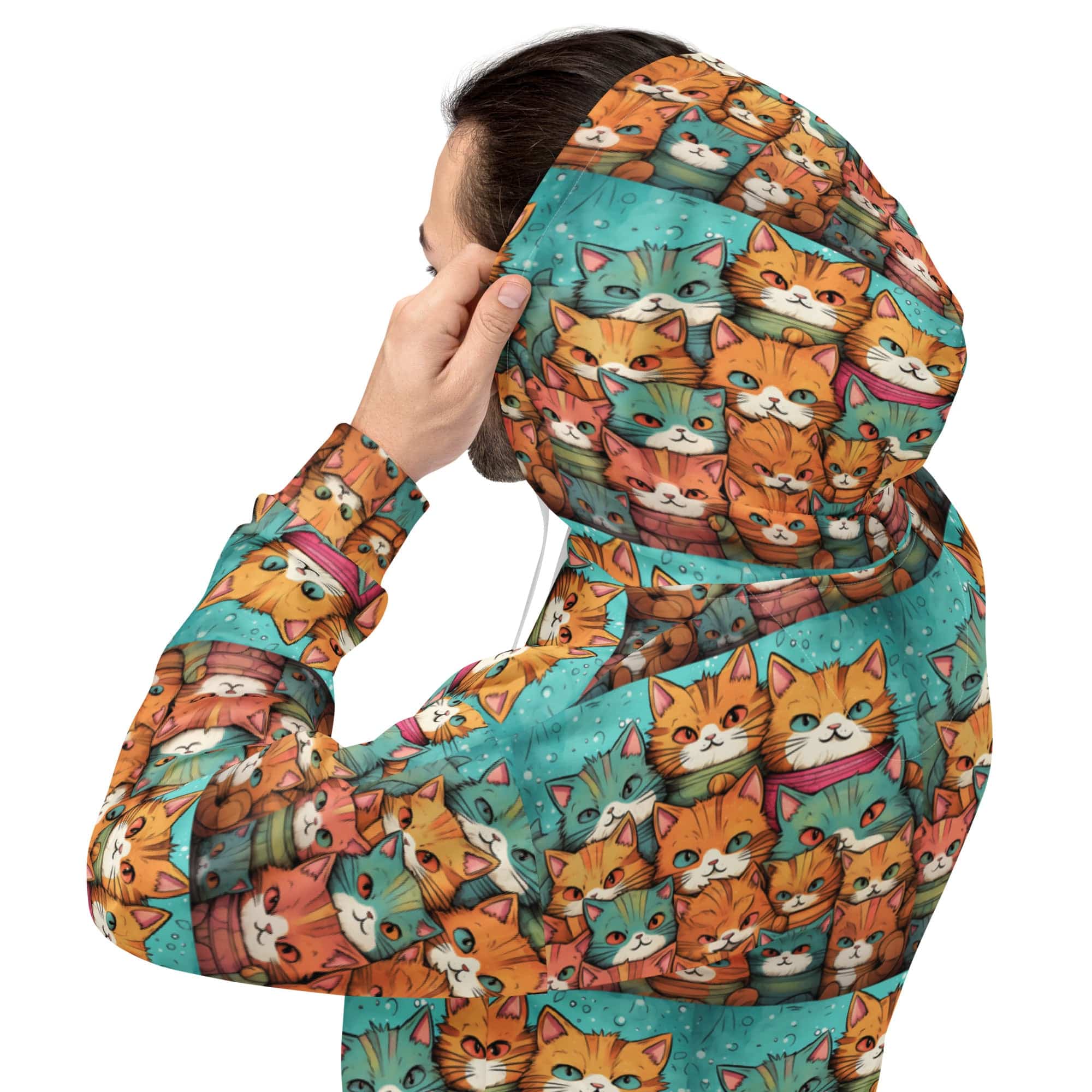 All-Over Print Unisex Hoodie/Crowd-Of-Cats - Enet Images