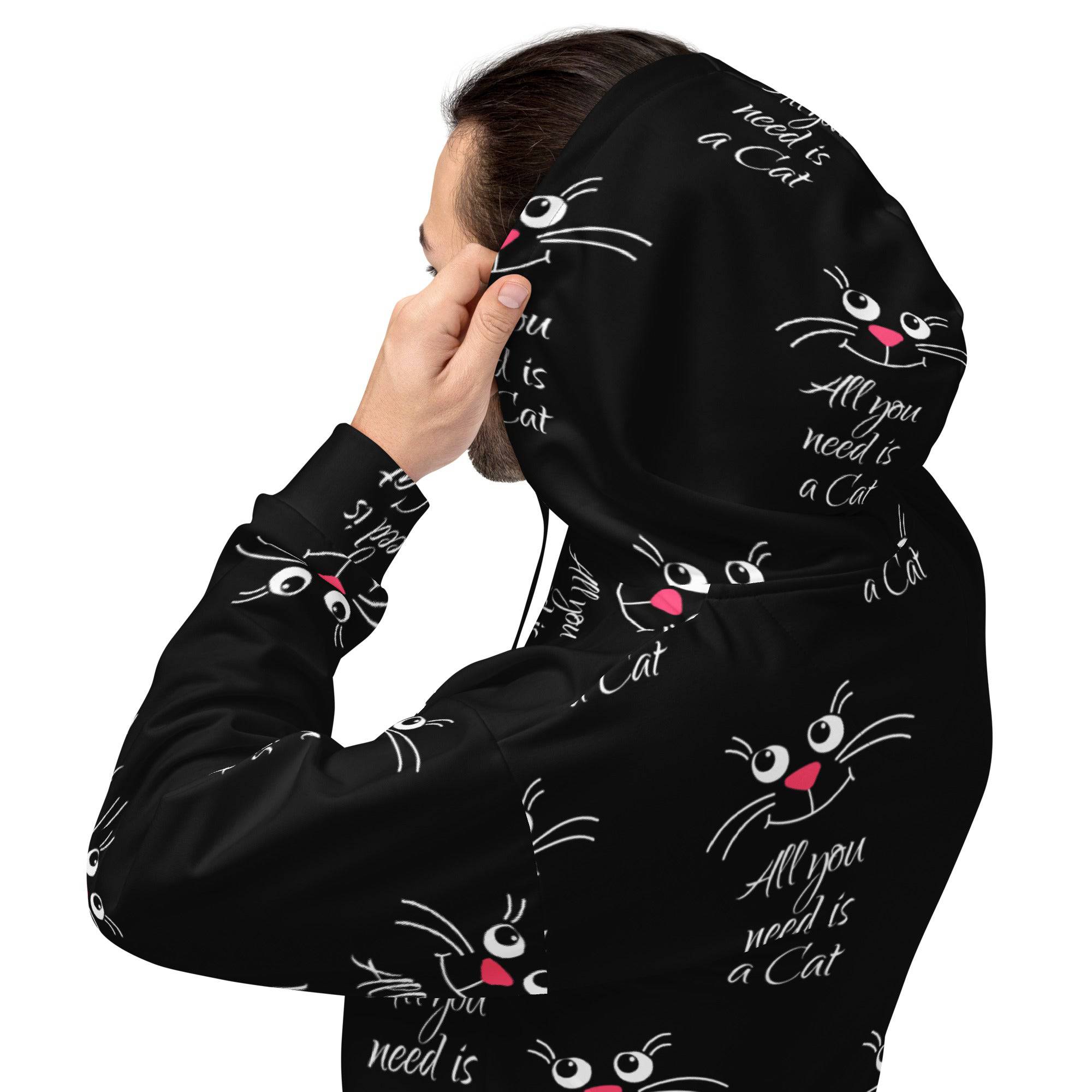 All-Over Print Unisex Hoodie/All-I-Need-Is-A-Cat - Enet Images