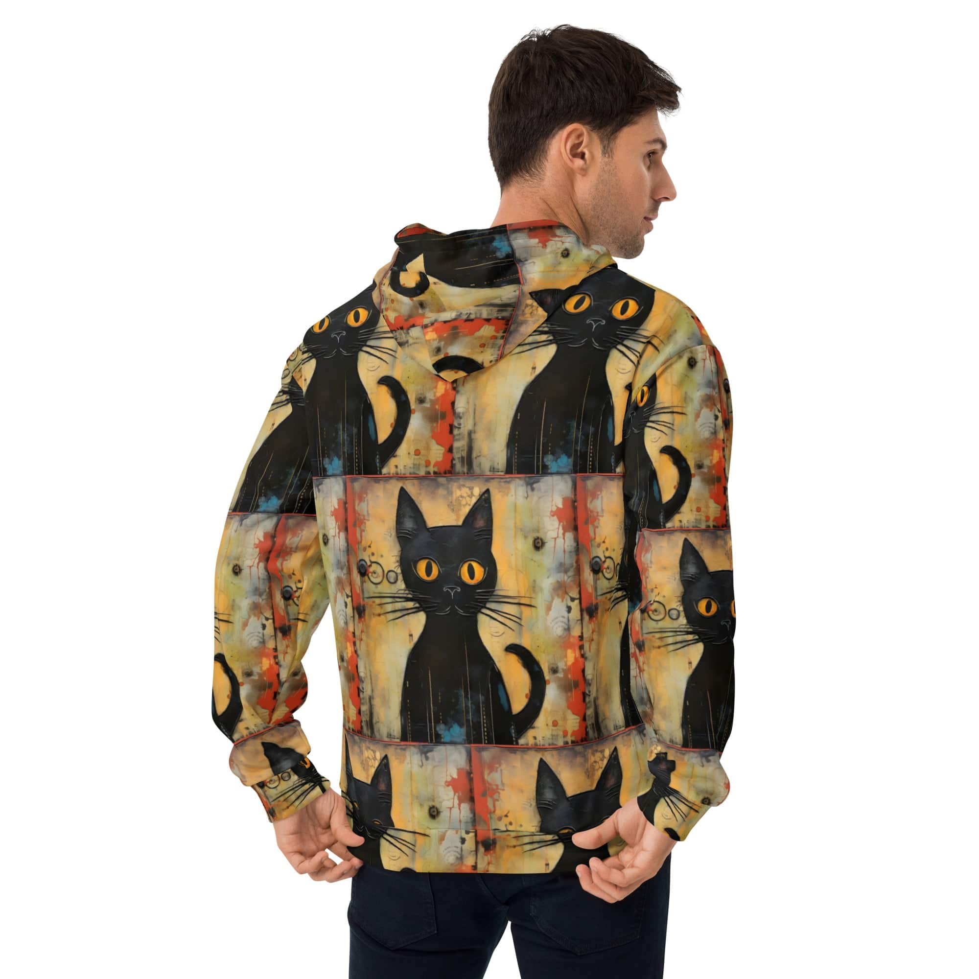 All-Over Print Unisex Hoodie/Funny-Creepy-Cat - Enet Images