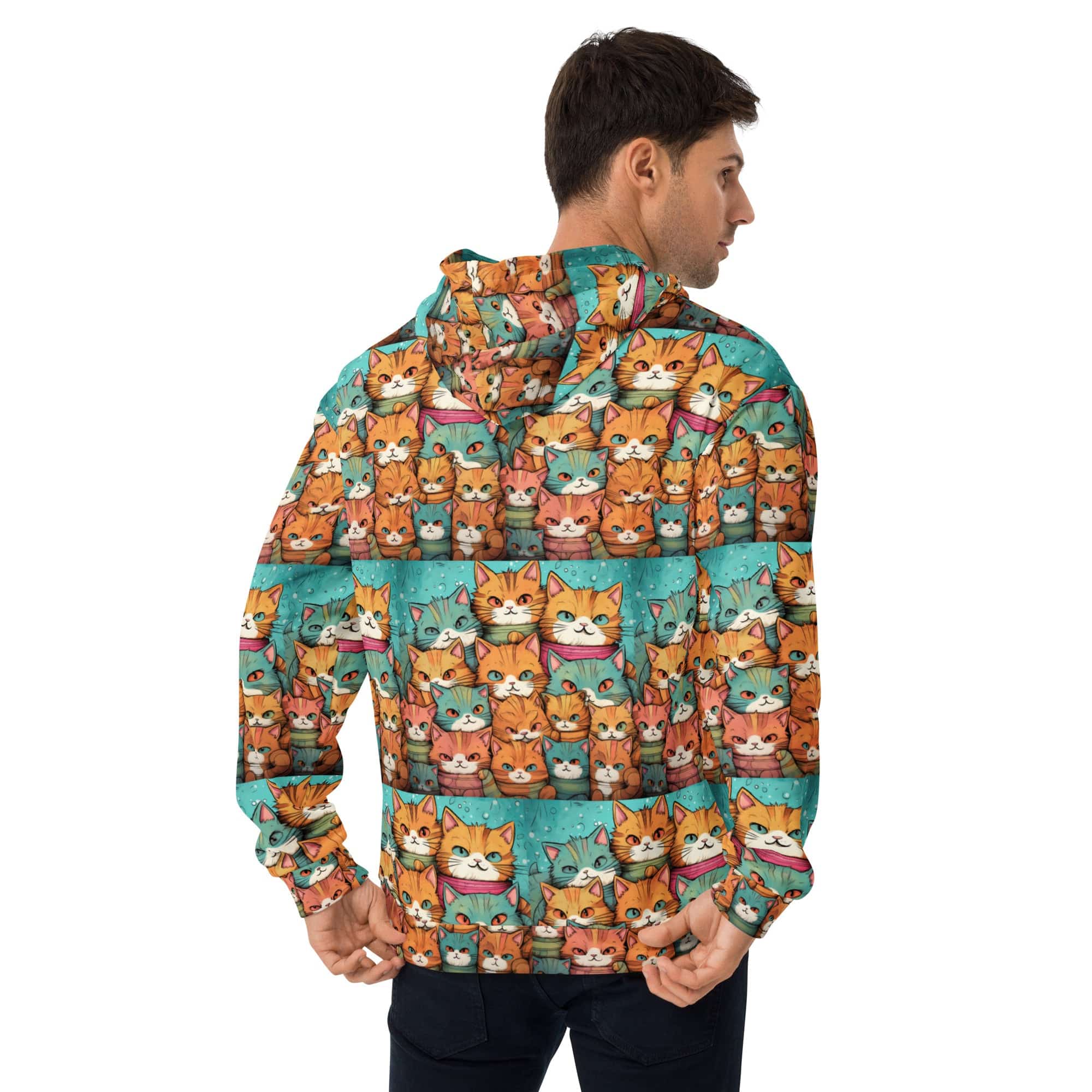 All-Over Print Unisex Hoodie/Crowd-Of-Cats - Enet Images