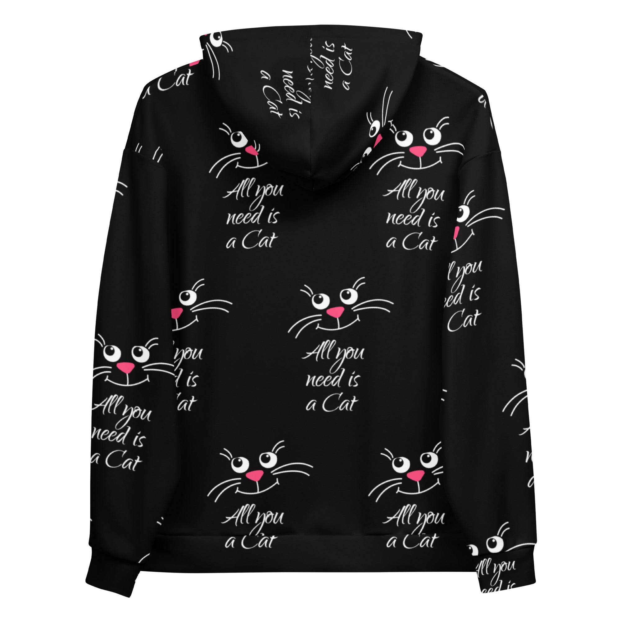 All-Over Print Unisex Hoodie/All-I-Need-Is-A-Cat - Enet Images