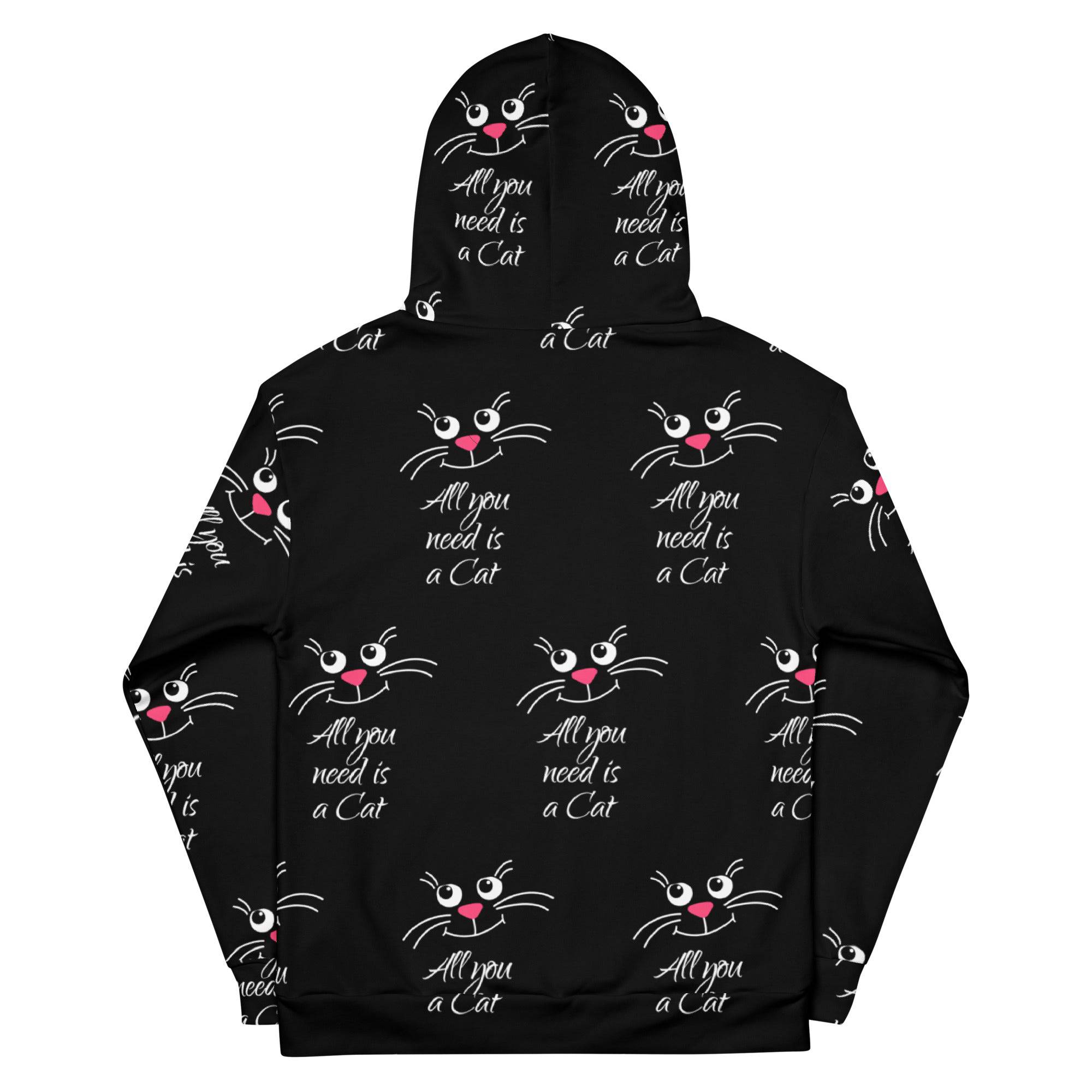 All-Over Print Unisex Hoodie/All-I-Need-Is-A-Cat - Enet Images