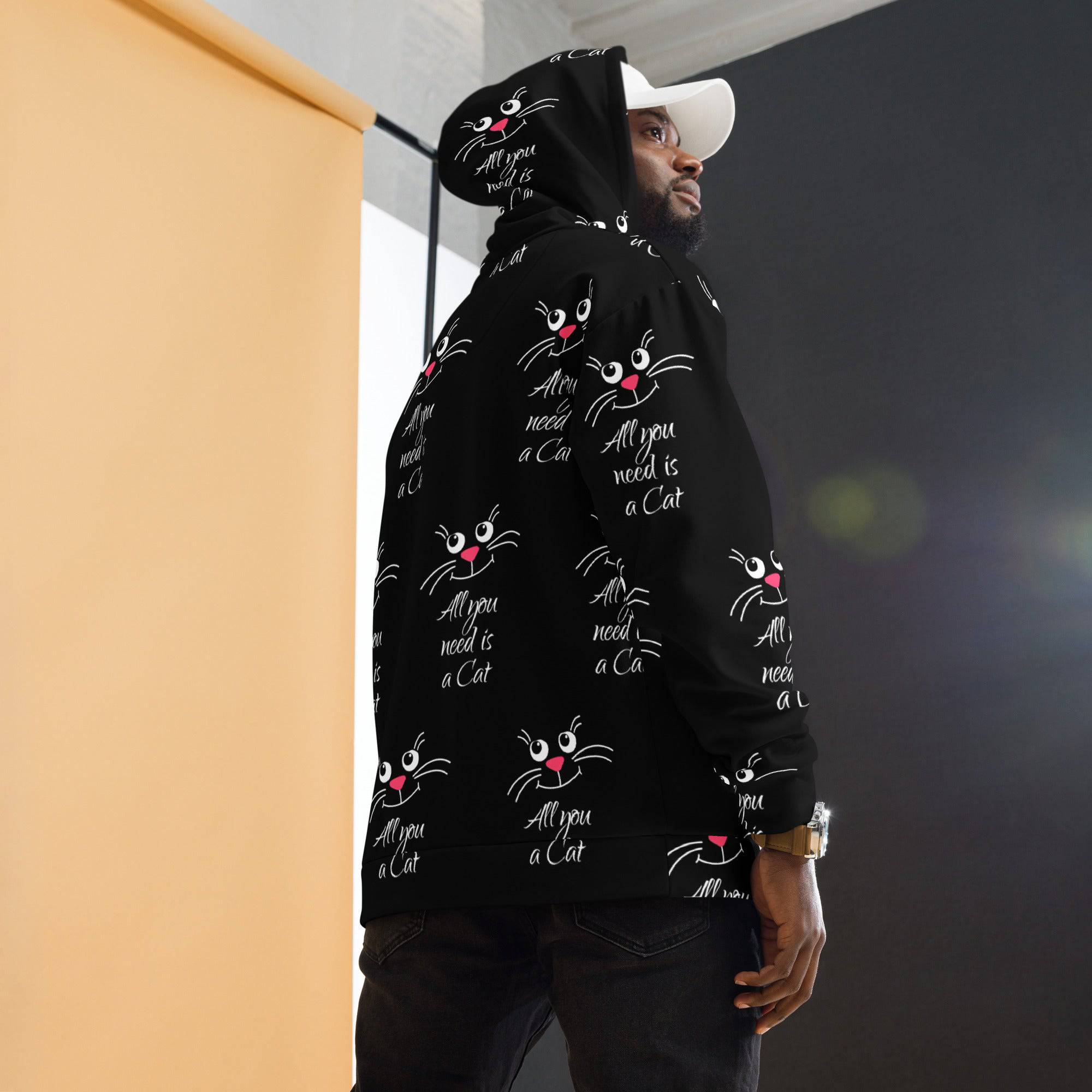 All-Over Print Unisex Hoodie/All-I-Need-Is-A-Cat - Enet Images