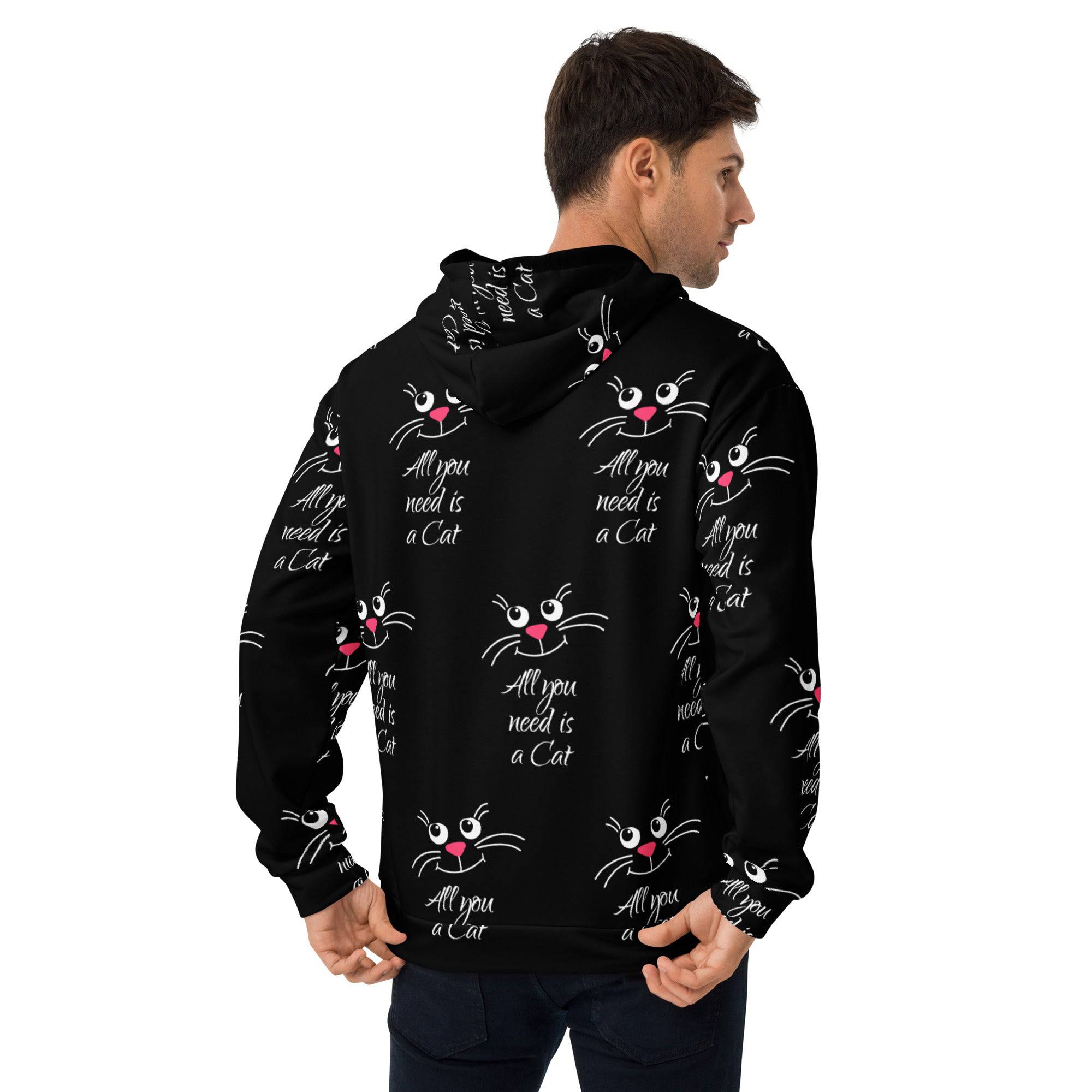All-Over Print Unisex Hoodie/All-I-Need-Is-A-Cat - Enet Images