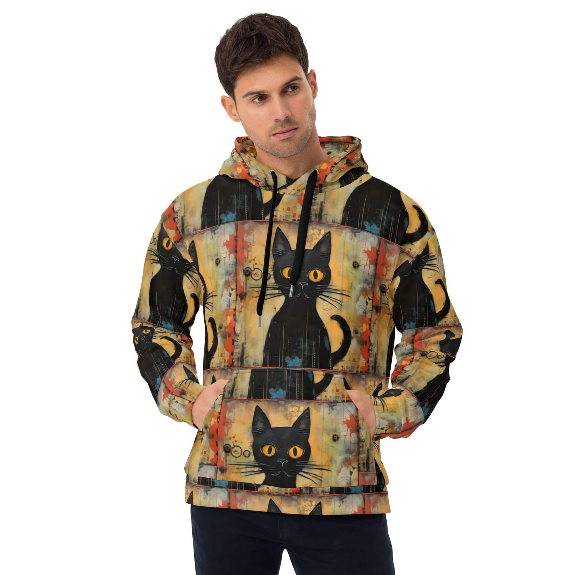 All-Over Print Unisex Hoodie/Funny-Creepy-Cat - Enet Images