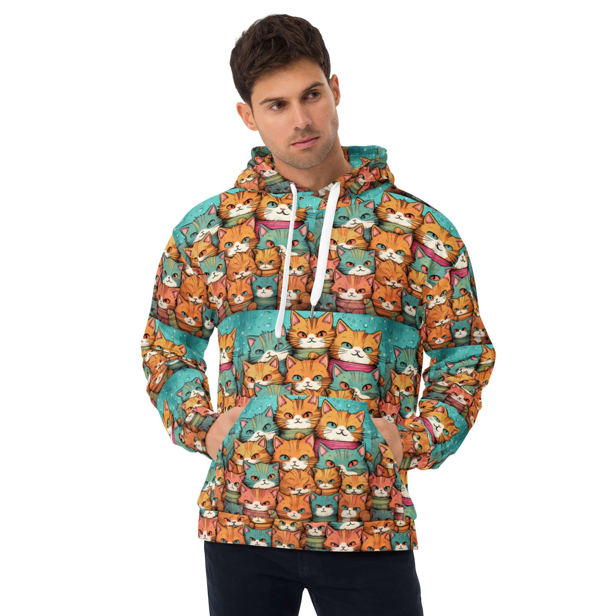 All-Over Print Unisex Hoodie/Crowd-Of-Cats - Enet Images