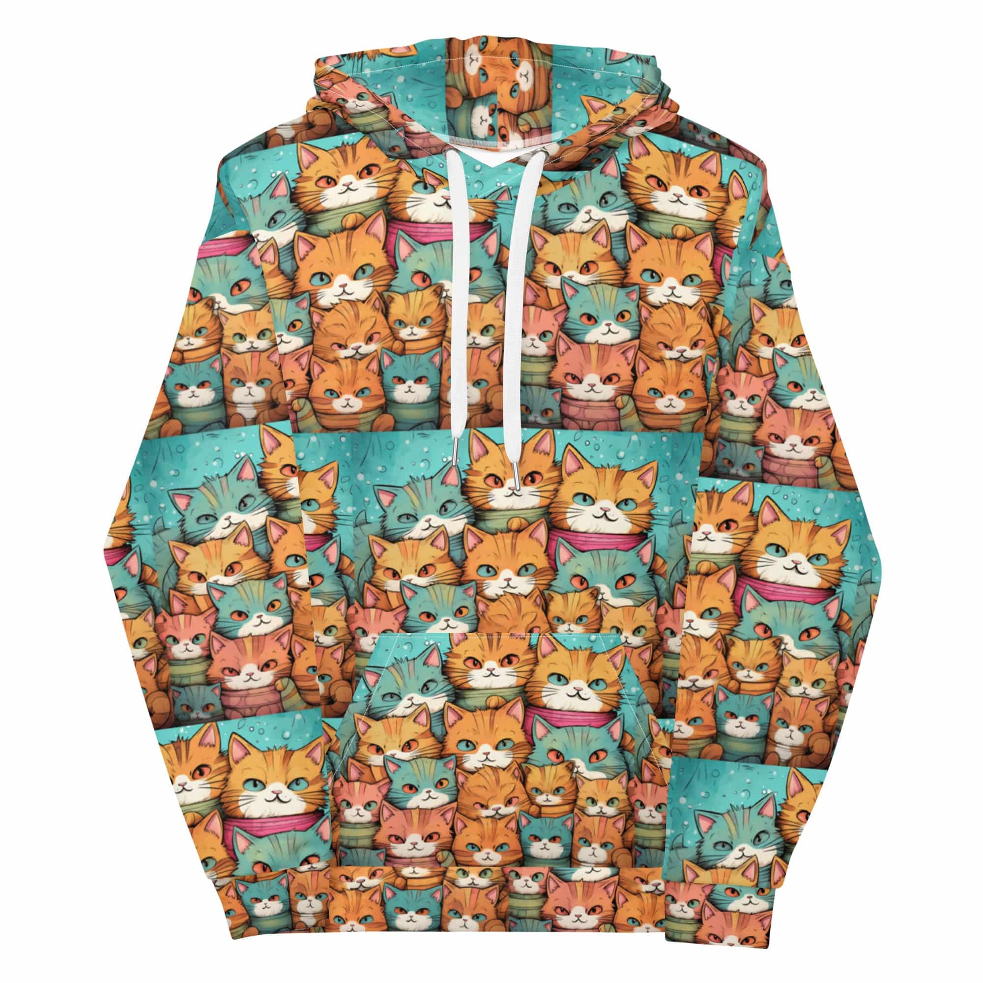 All-Over Print Unisex Hoodie/Crowd-Of-Cats - Enet Images