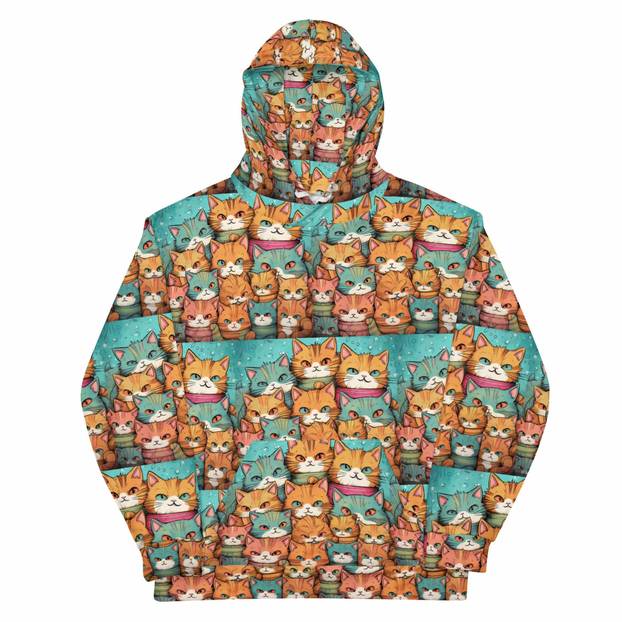 All-Over Print Unisex Hoodie/Crowd-Of-Cats - Enet Images