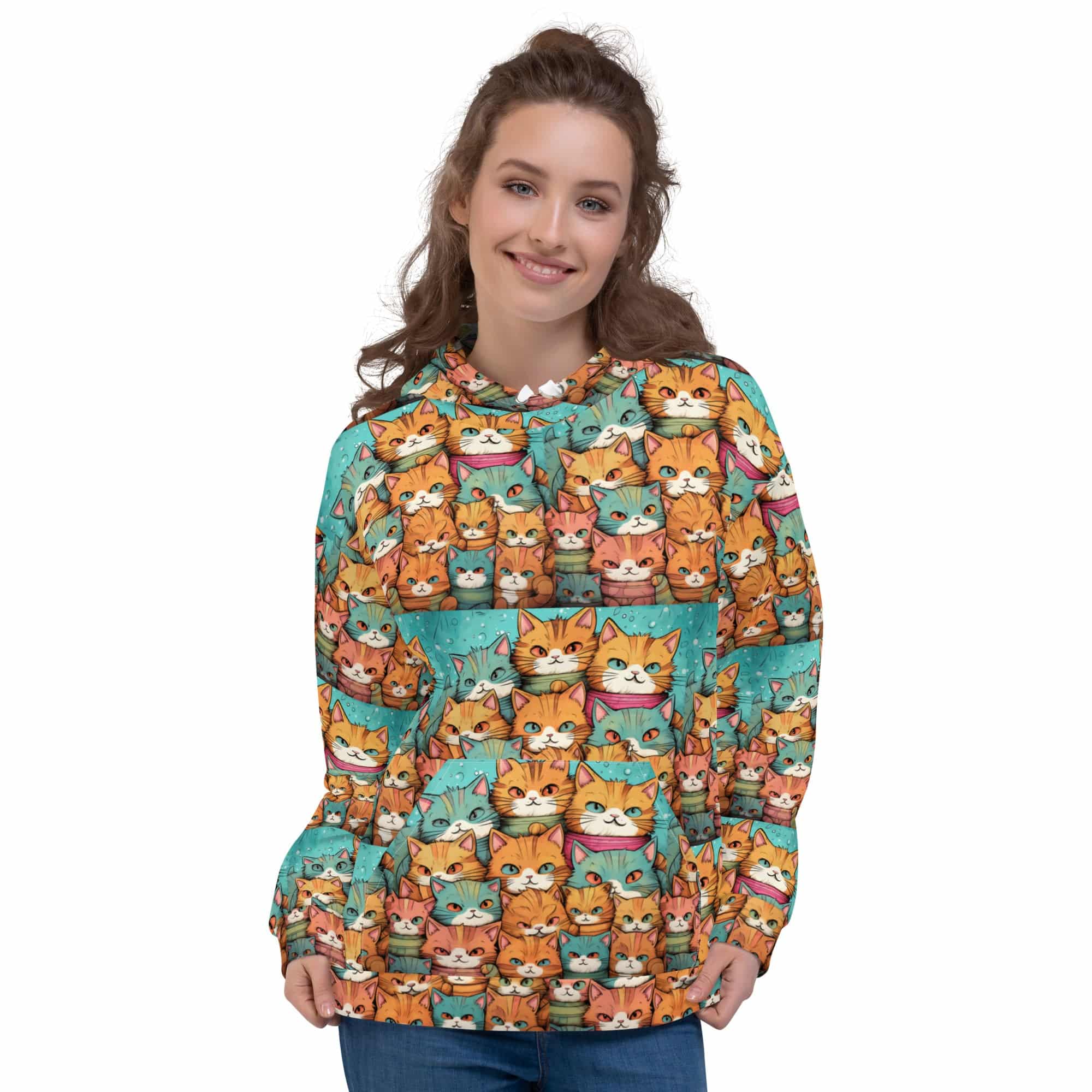 All-Over Print Unisex Hoodie/Crowd-Of-Cats - Enet Images
