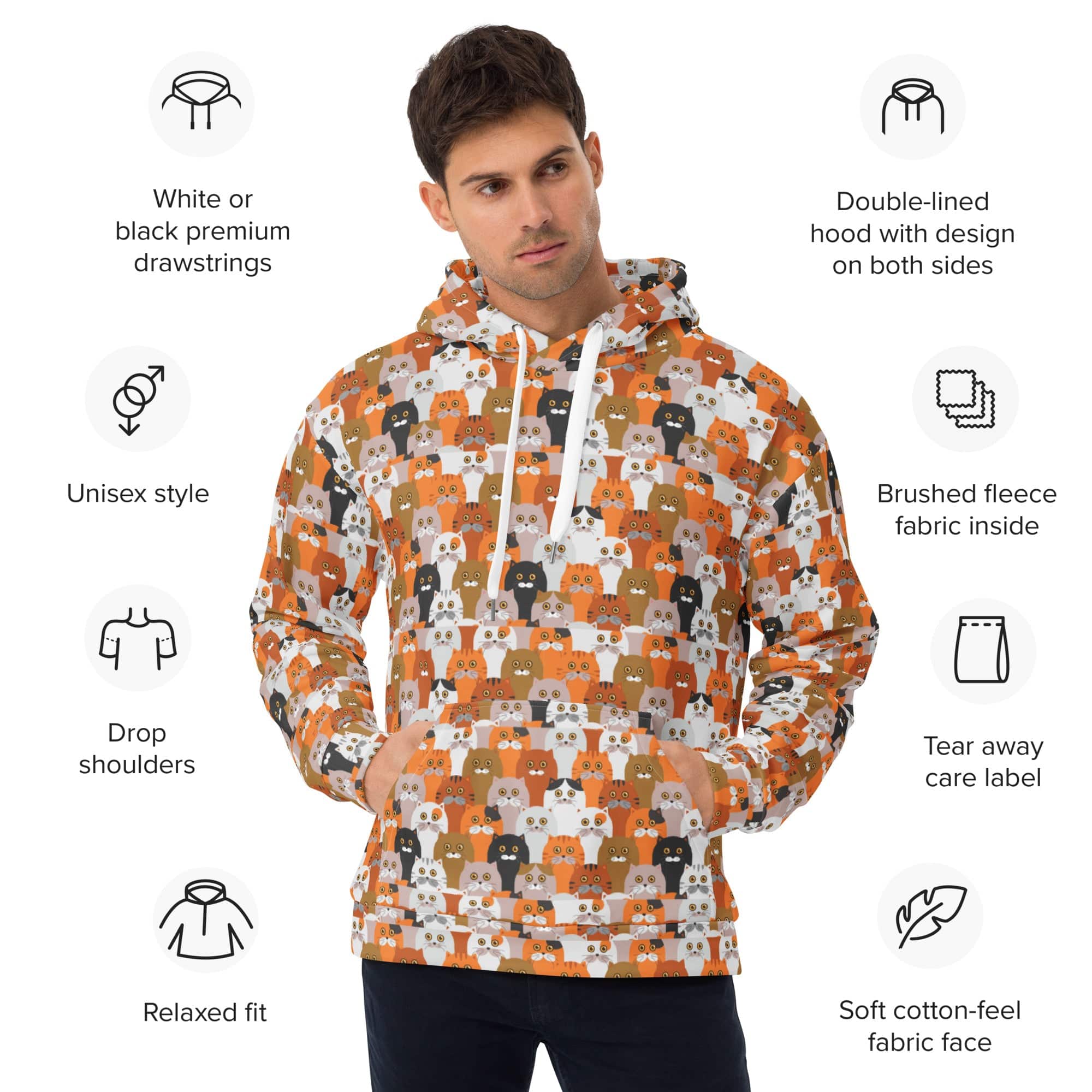 All-Over Print Unisex Hoodie/Crowd-Of-Funny-Cats - Enet Images