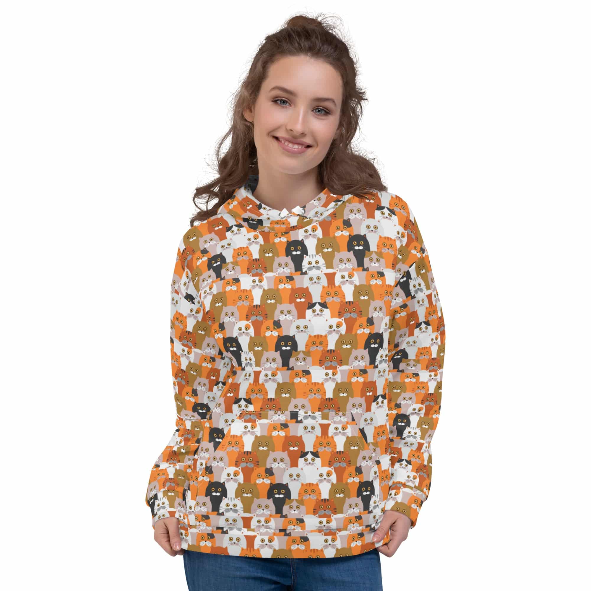 All-Over Print Unisex Hoodie/Crowd-Of-Funny-Cats - Enet Images