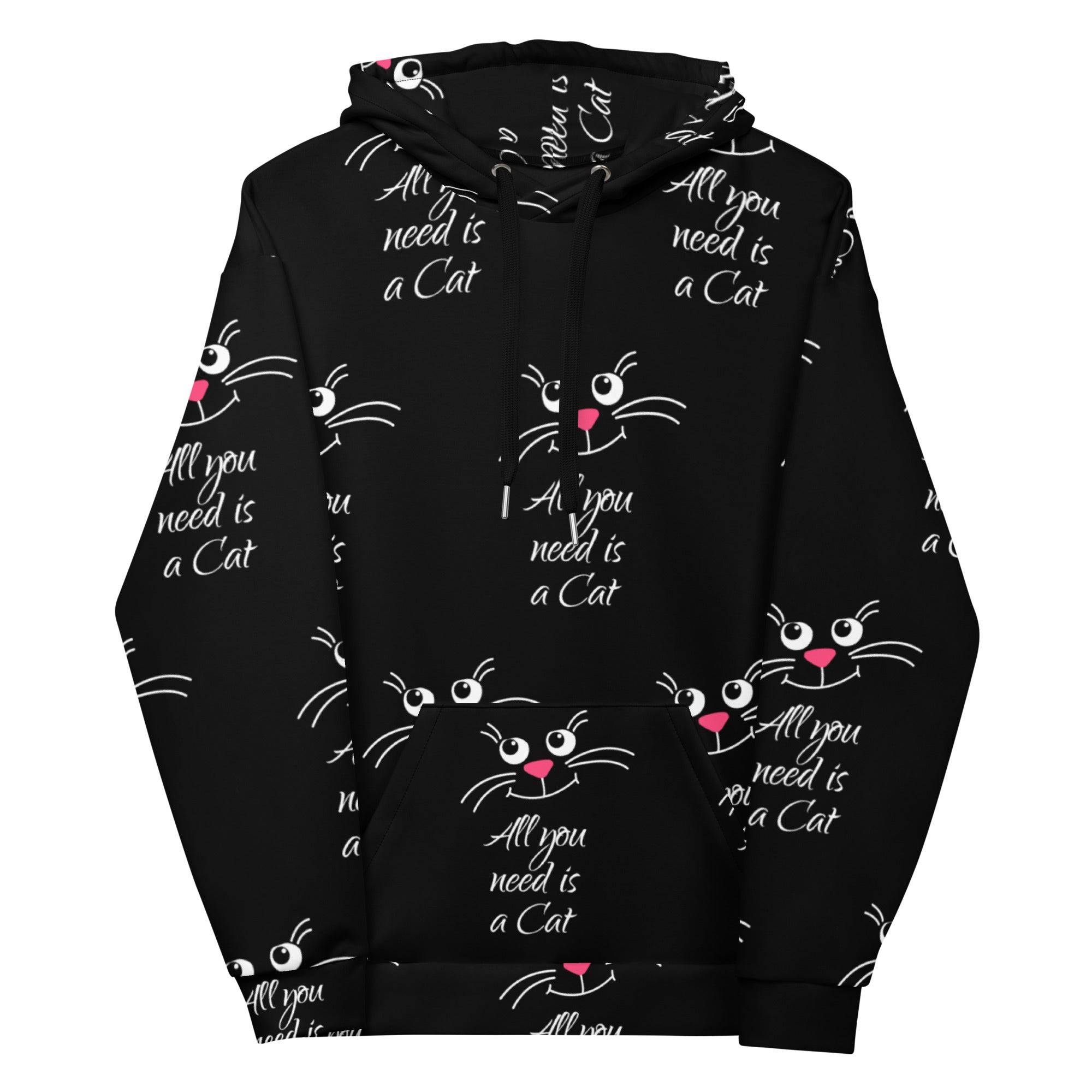 All-Over Print Unisex Hoodie/All-I-Need-Is-A-Cat - Enet Images