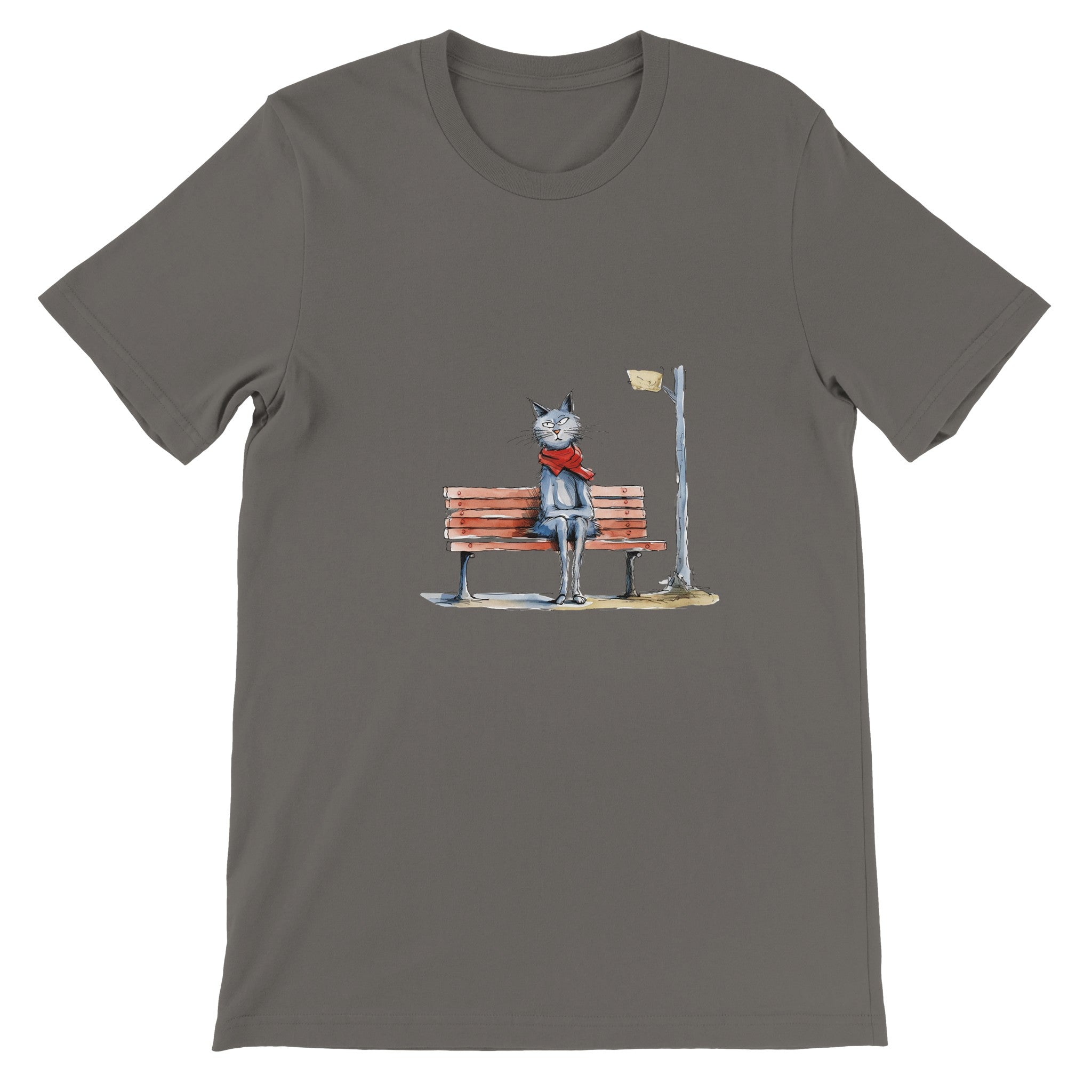 Budget Unisex Crewneck T-shirt/Cat-Loneliness - Enet Images