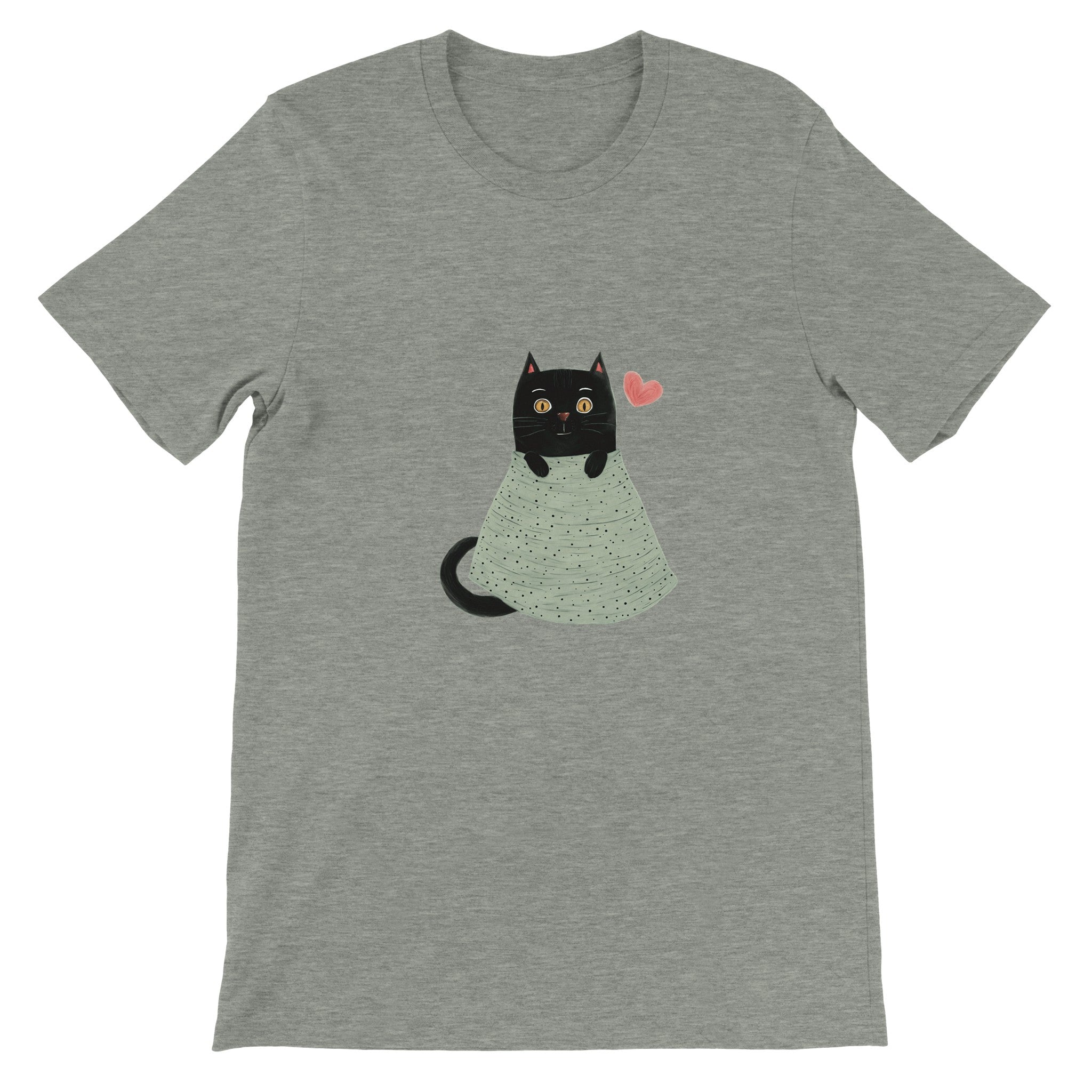 Budget Unisex Crewneck T-shirt/Cute-Black-Cat - Enet Images