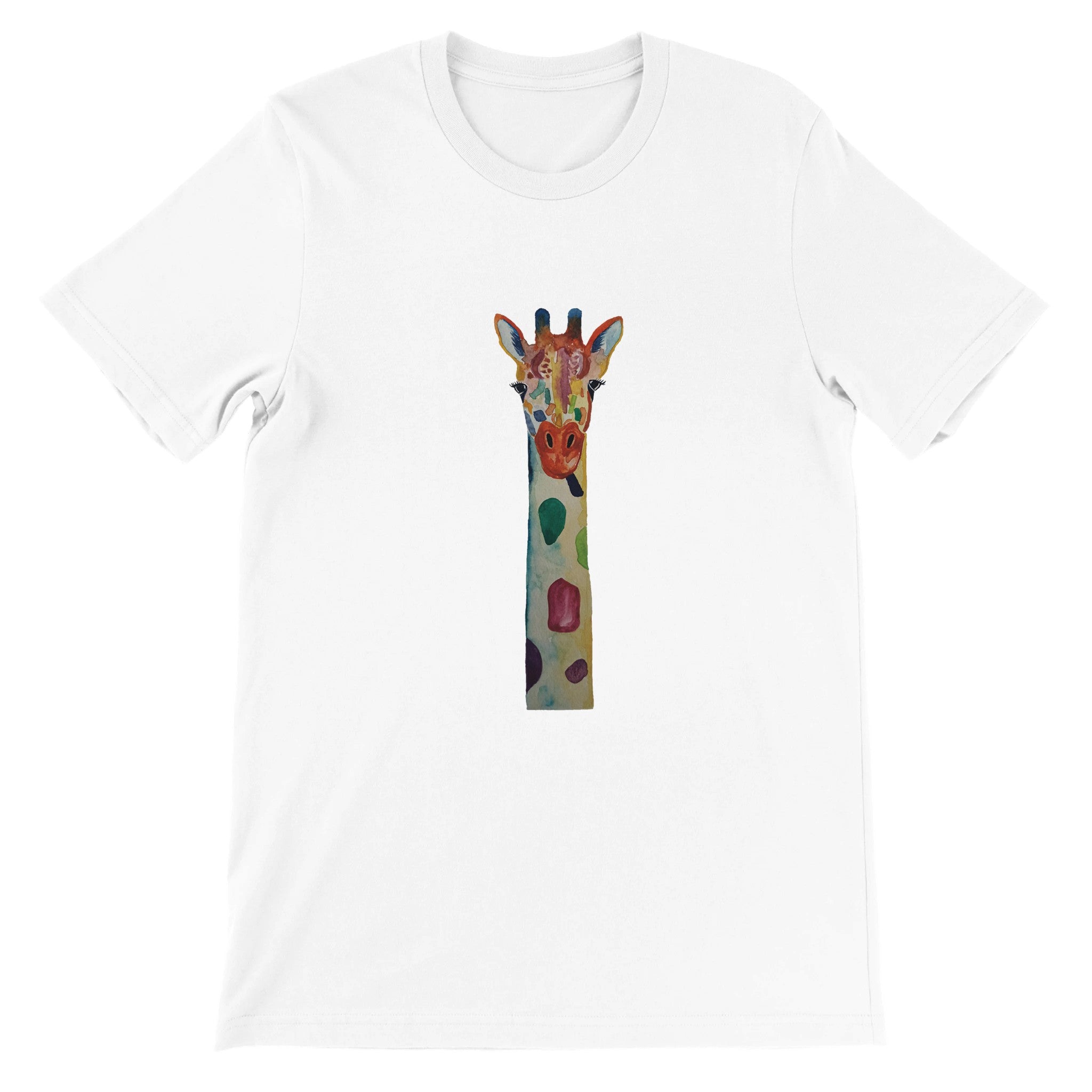 Budget Unisex Crewneck T-shirt/Giraffe-Watercolor - Enet Images