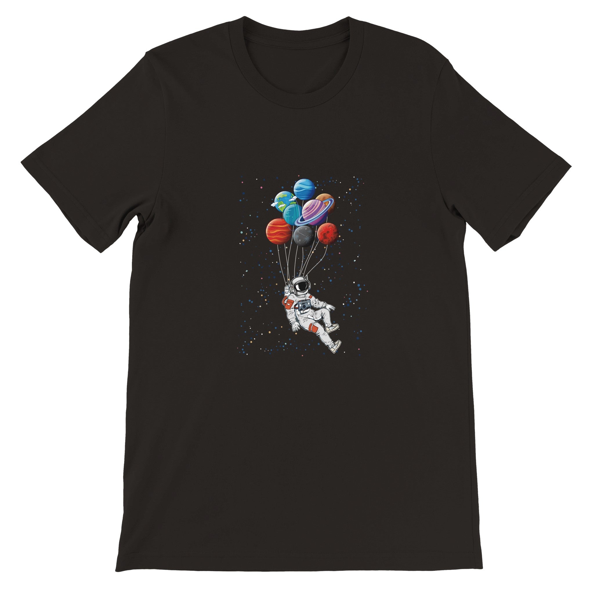 Budget Unisex Crewneck T-shirt/Astronaut-Ballons-Space - Enet Images