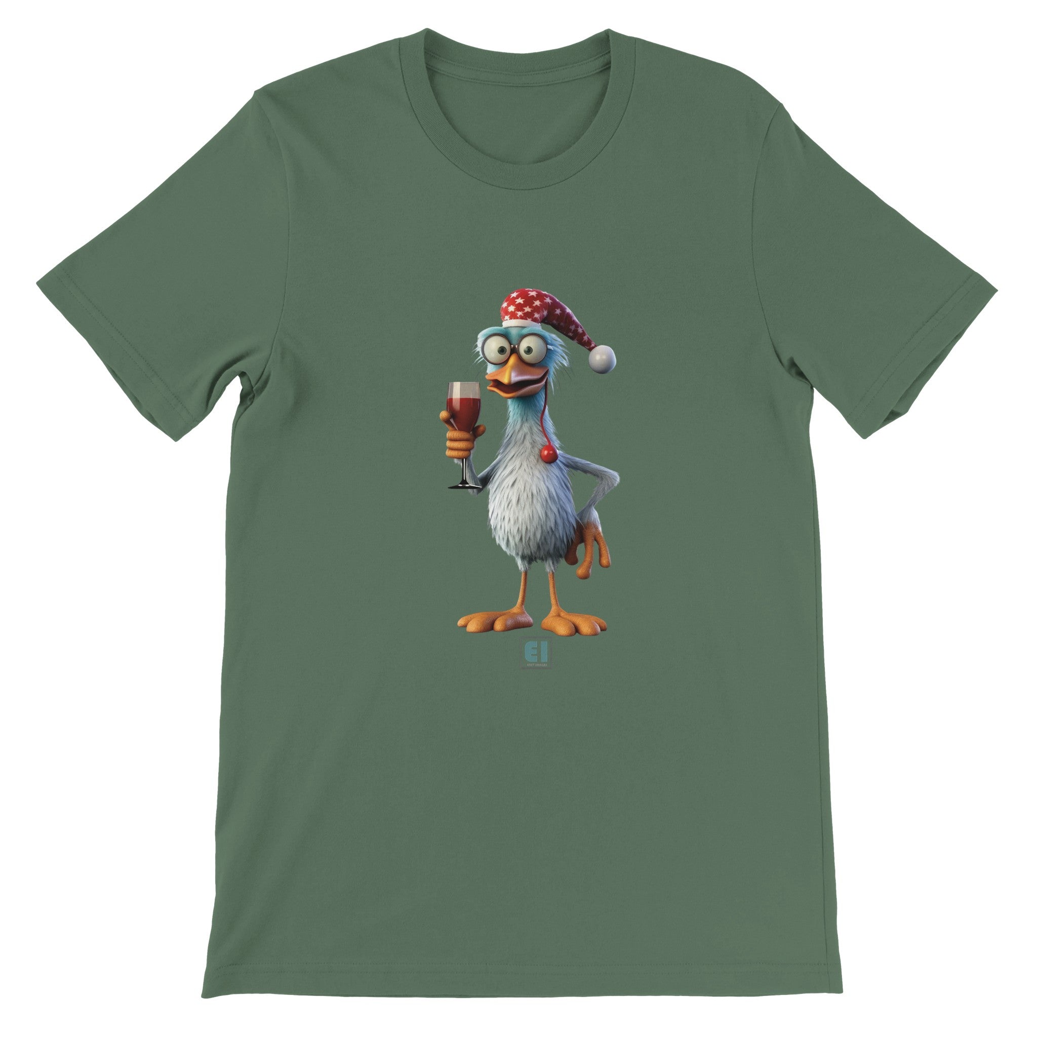 Budget Unisex Crewneck T-shirt/Rooster-Drinking-Wine - Enet Images