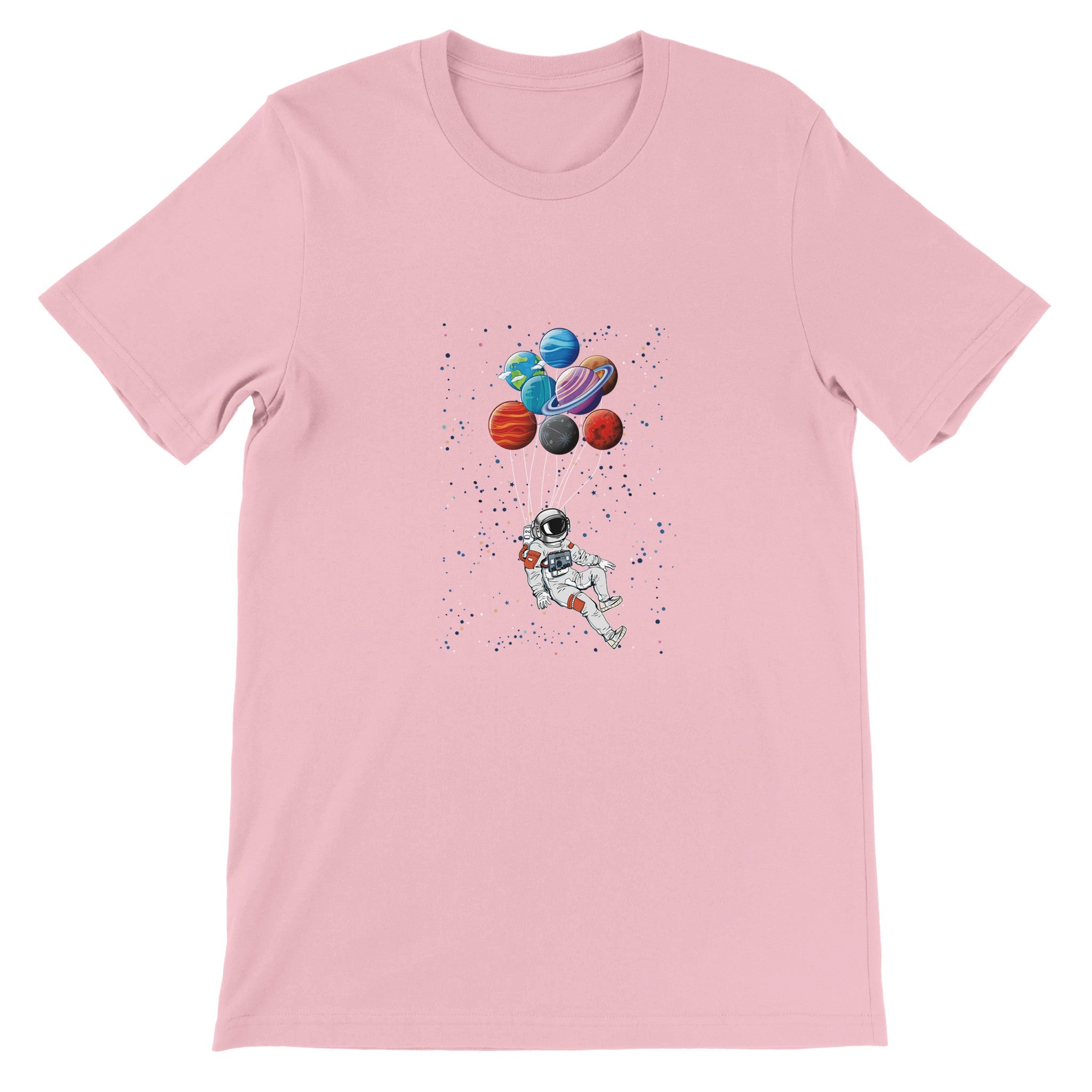 Budget Unisex Crewneck T-shirt/Astronaut-Ballons-Space - Enet Images