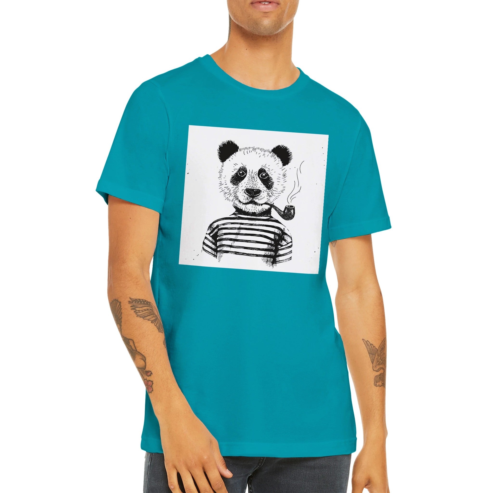 Budget Unisex Crewneck T-shirt/Panda-Pipe - Enet Images