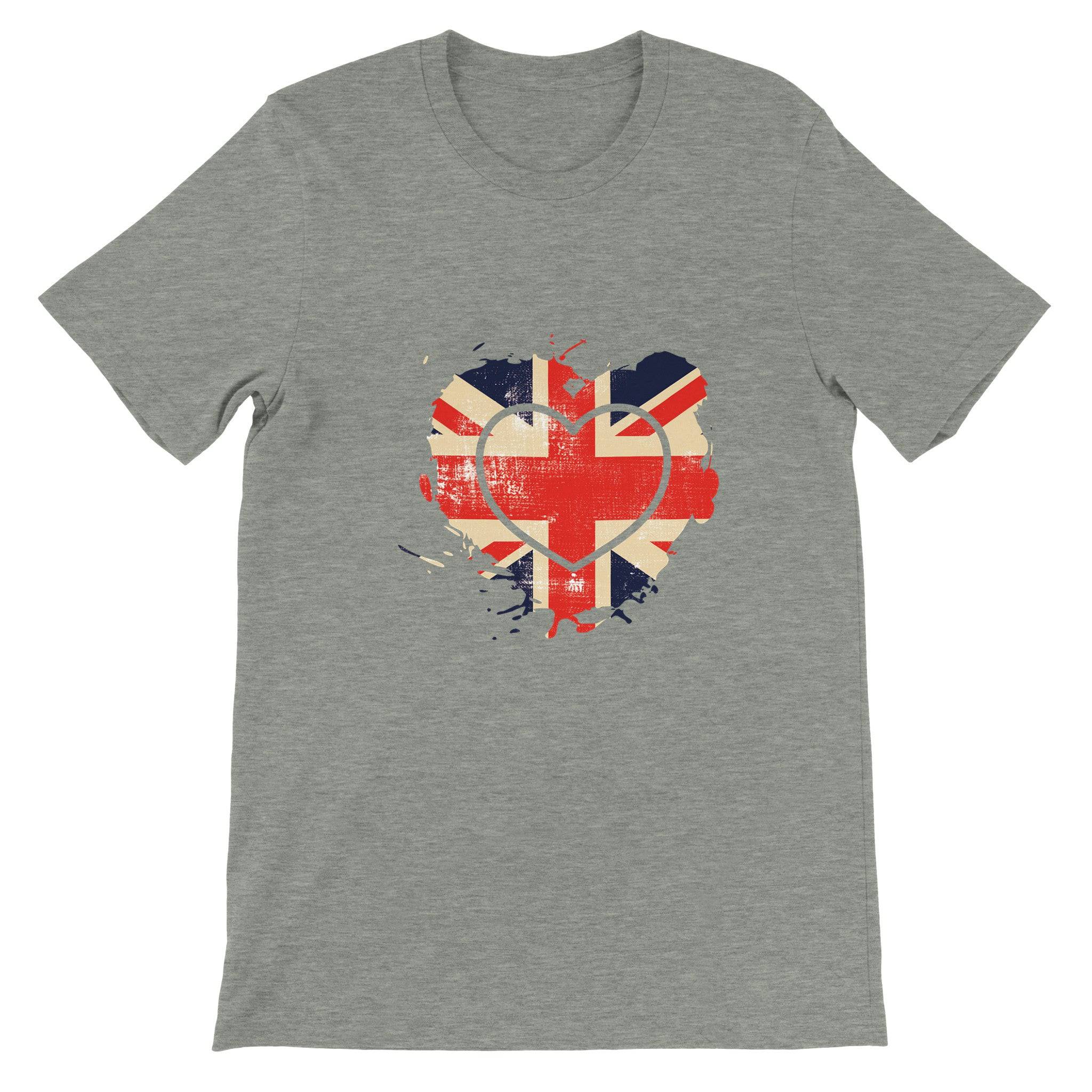 Budget Unisex Crewneck T-shirt/UK-Vintage-Flag-Heart - Enet Images