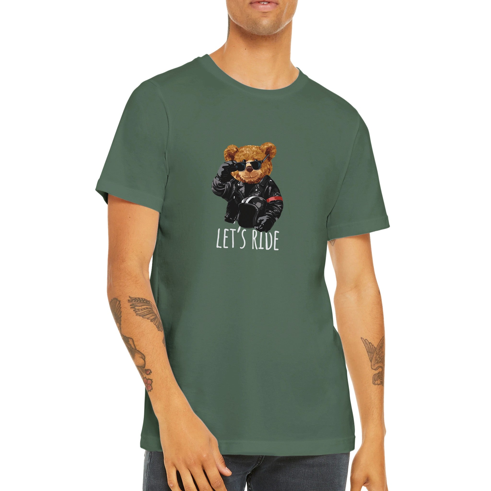 Budget Unisex Crewneck T-shirt/Teddy-Bear-Let's-Ride - Enet Images