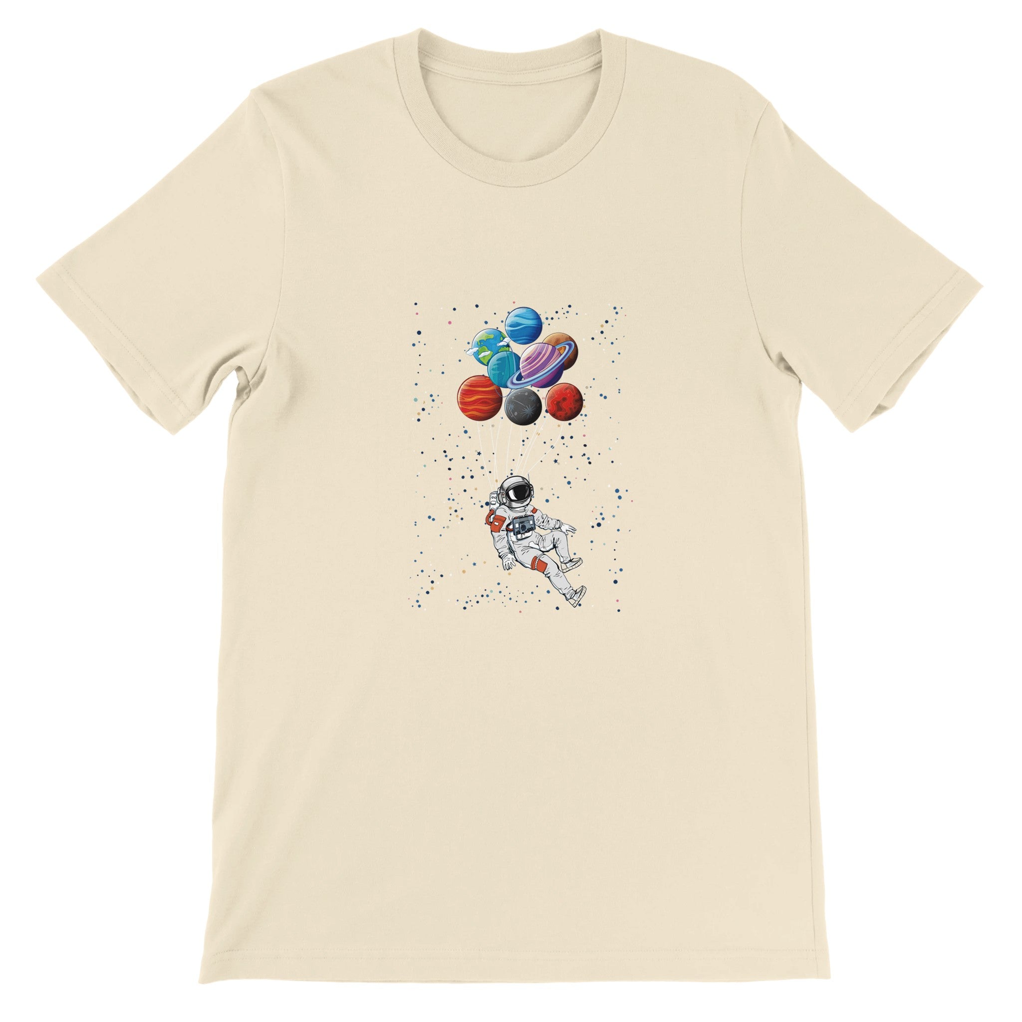 Budget Unisex Crewneck T-shirt/Astronaut-Ballons-Space - Enet Images