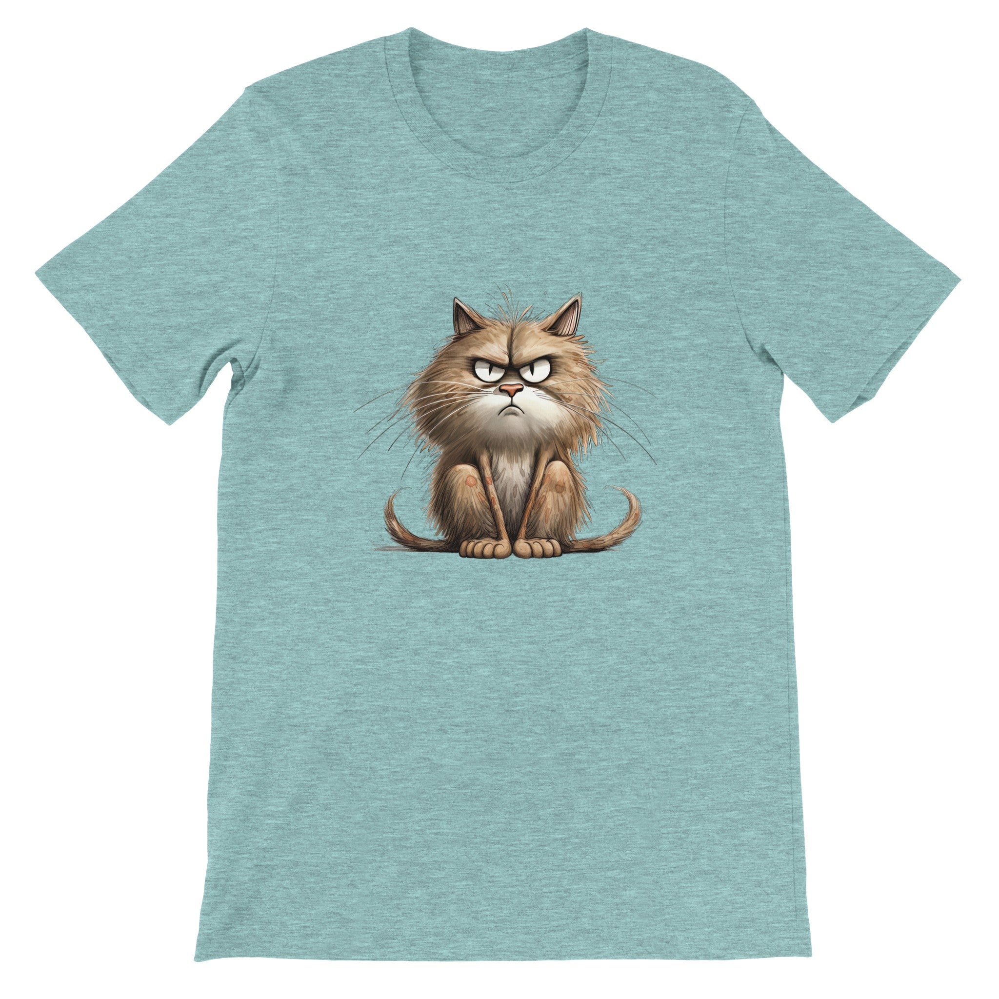 Budget Unisex Crewneck T-shirt/Cat-Angry-Face - Enet Images