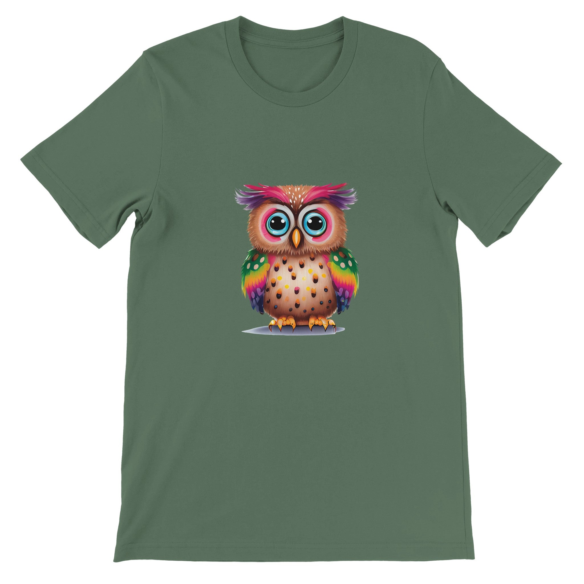 Budget Unisex Crewneck T-shirt/Colorful-Funny-Owl - Enet Images