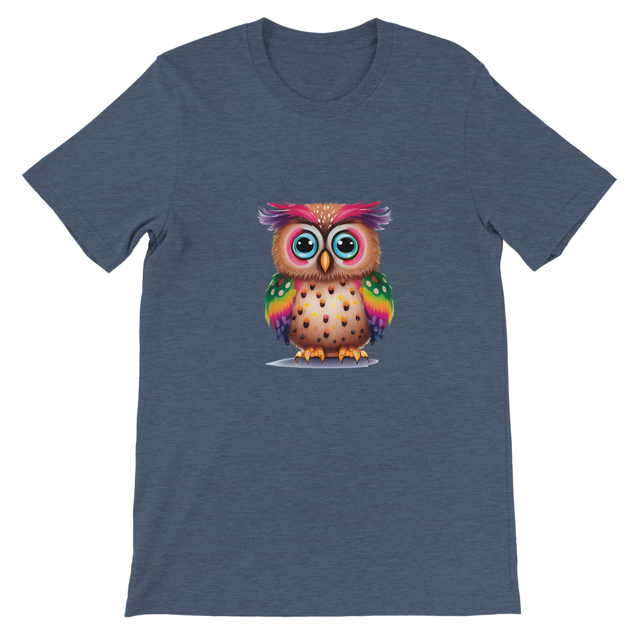 Budget Unisex Crewneck T-shirt/Colorful-Funny-Owl - Enet Images