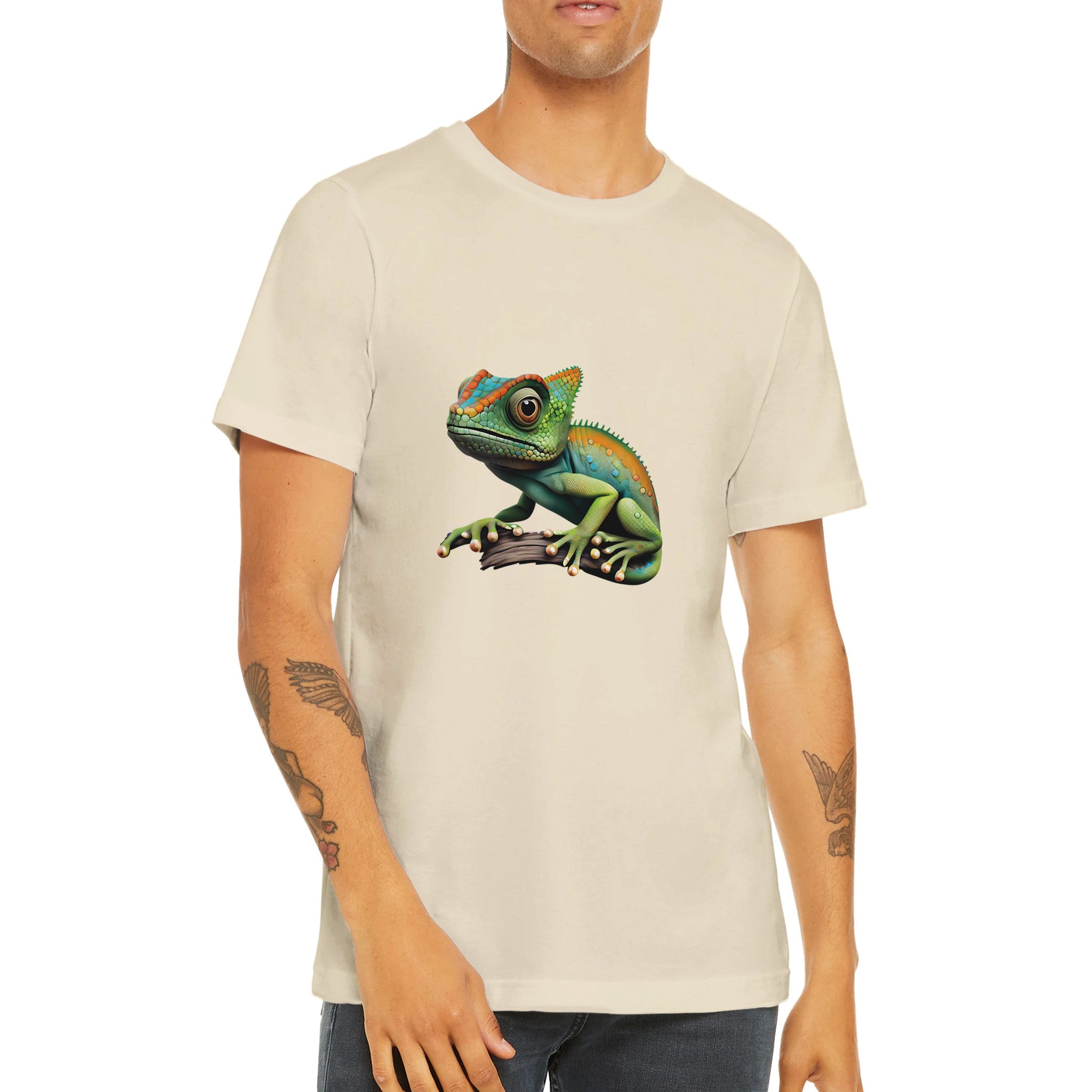 Budget Unisex Crewneck T-shirt/Colorful-Lizzard - Enet Images