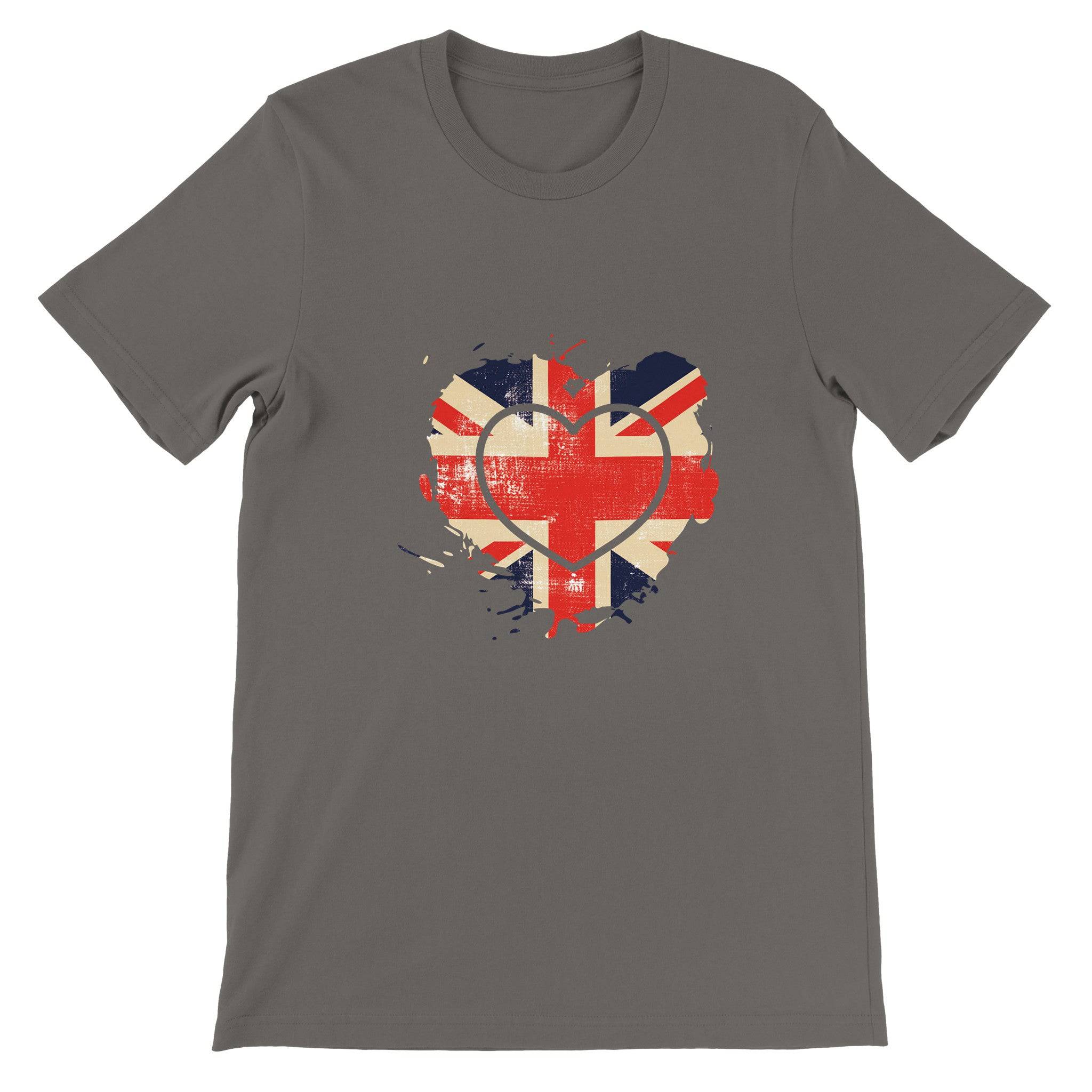 Budget Unisex Crewneck T-shirt/UK-Vintage-Flag-Heart - Enet Images