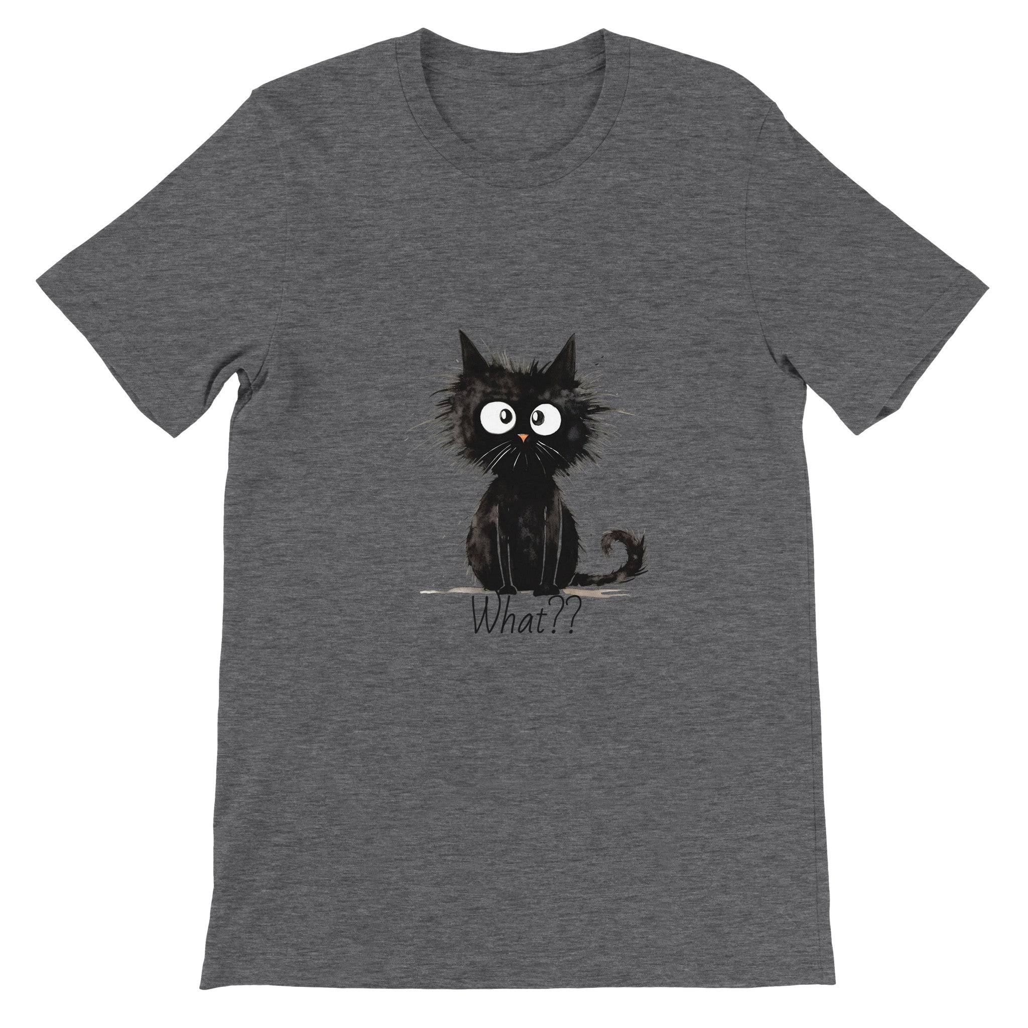 Budget Unisex Crewneck T-shirt/Funny-Hairy-Black-Cat-What - Enet Images