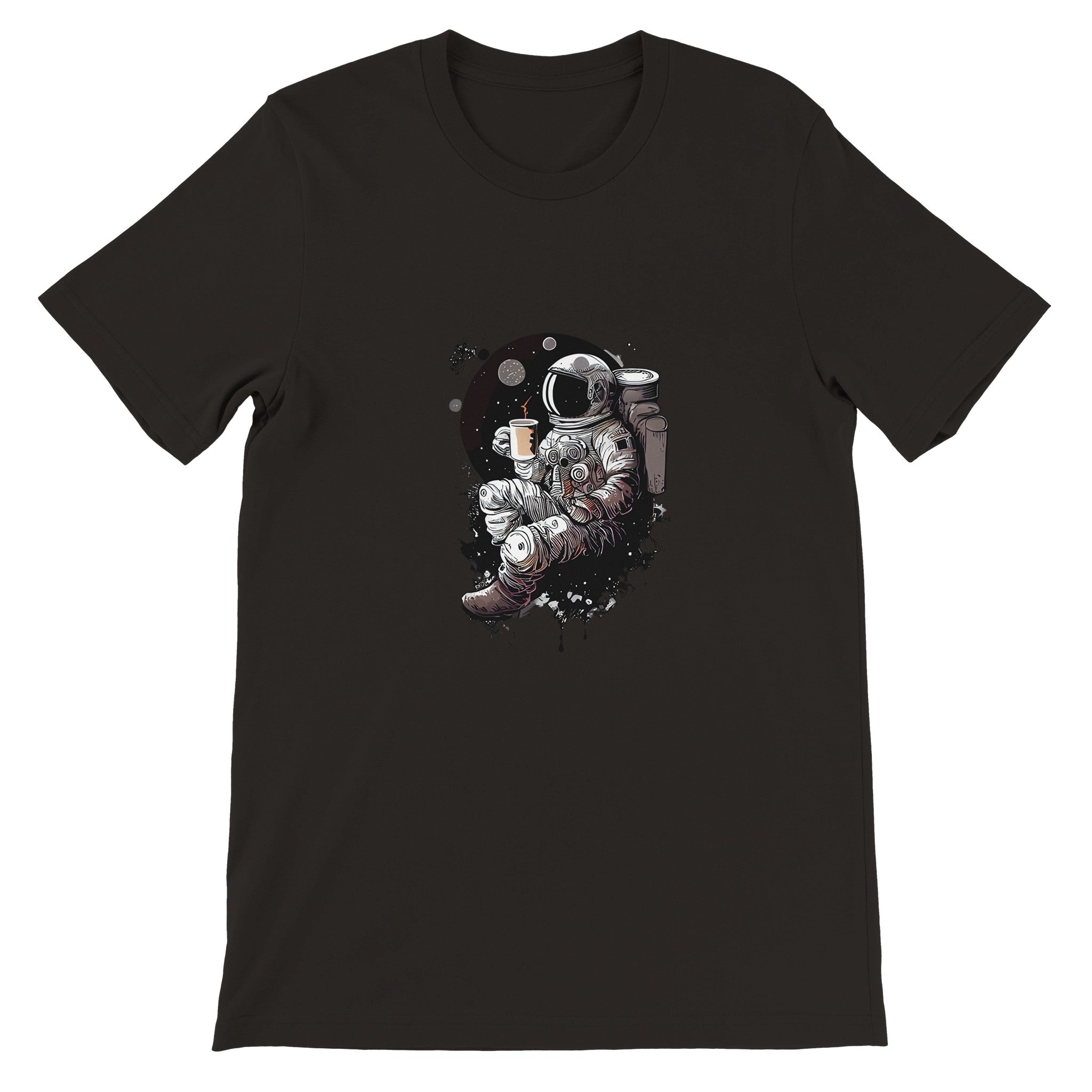 Budget Unisex Crewneck T-shirt/Astronaut-Drinking-Coffee - Enet Images