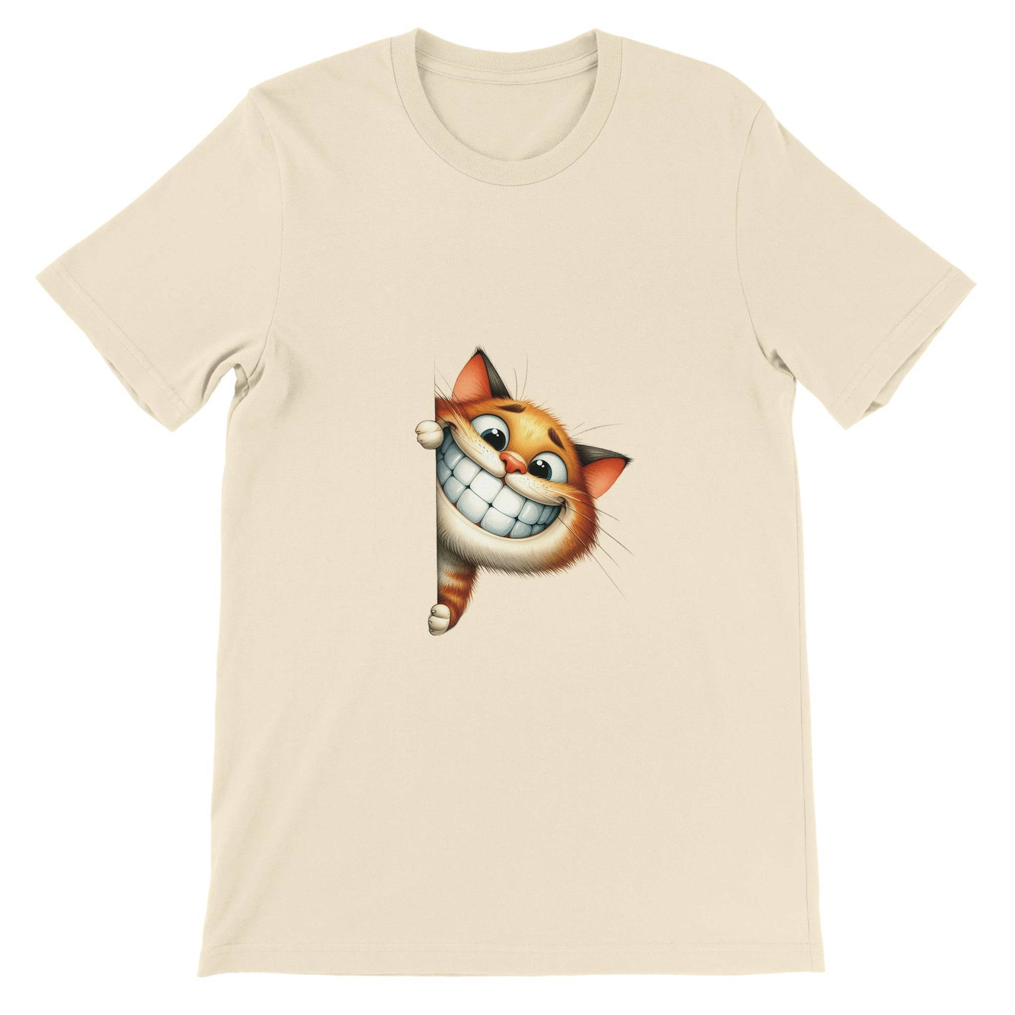Budget Unisex Crewneck T-shirt/Funny-Cat-Peeking - Enet Images